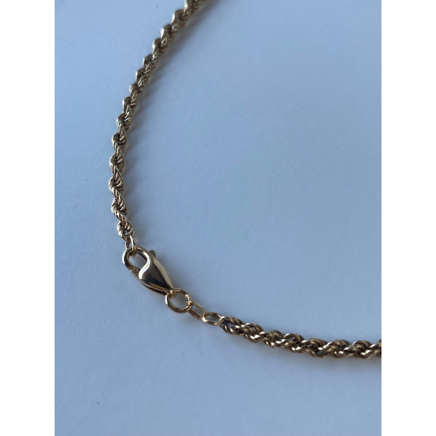 Vintage Solid 14k Yellow Gold Graduated Rope Chain Necklace - 18.5 inches