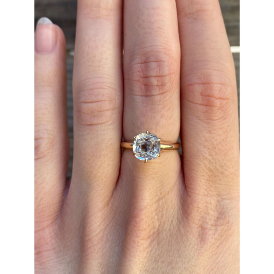 Solid 14k Rosey Gold Rose Cut Cubic Zirconia Ring - Size 5.75