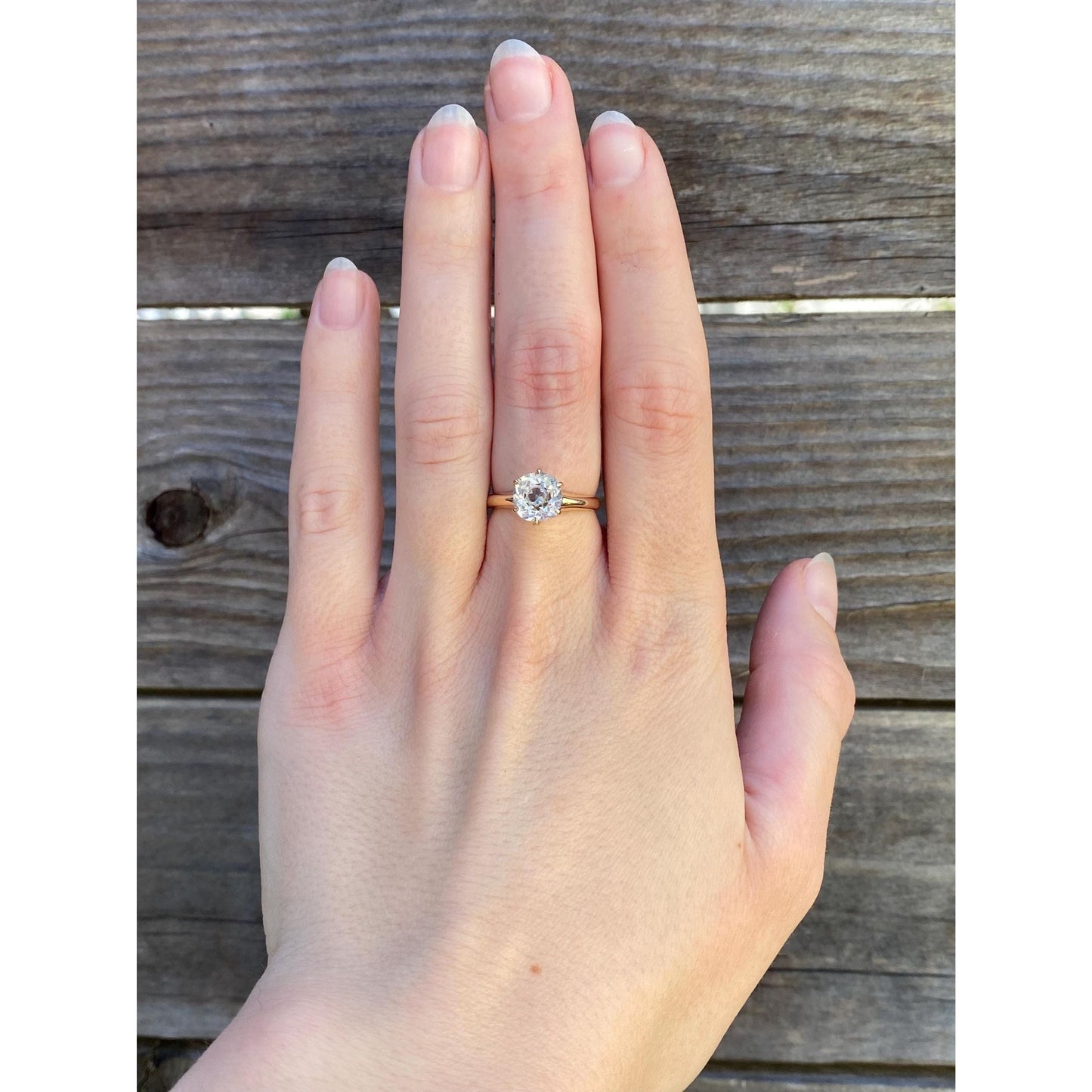 Solid 14k Rosey Gold Rose Cut Cubic Zirconia Ring - Size 5.75