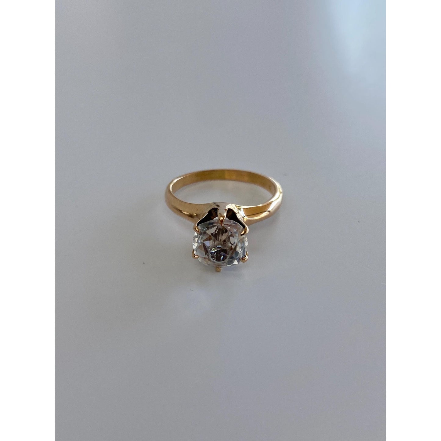 Solid 14k Rosey Gold Rose Cut Cubic Zirconia Ring - Size 5.75