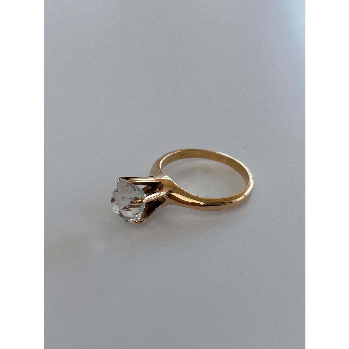 Solid 14k Rosey Gold Rose Cut Cubic Zirconia Ring - Size 5.75