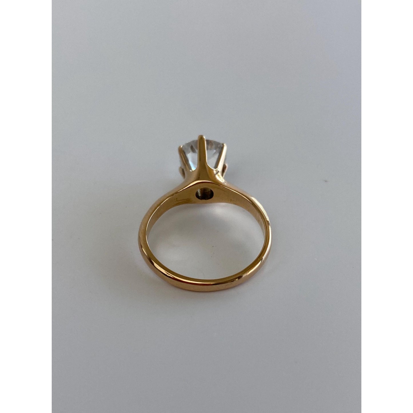 Solid 14k Rosey Gold Rose Cut Cubic Zirconia Ring - Size 5.75