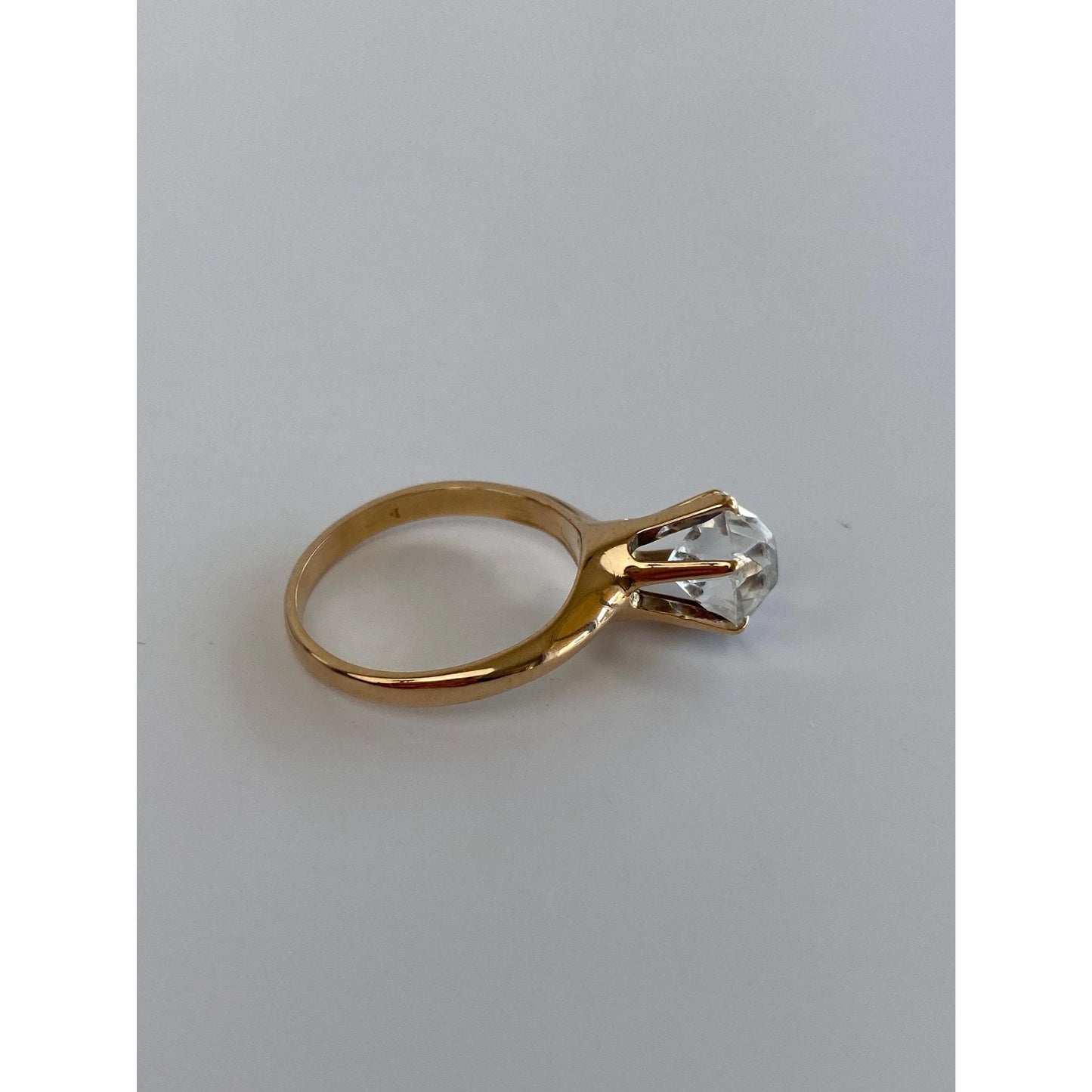 Solid 14k Rosey Gold Rose Cut Cubic Zirconia Ring - Size 5.75