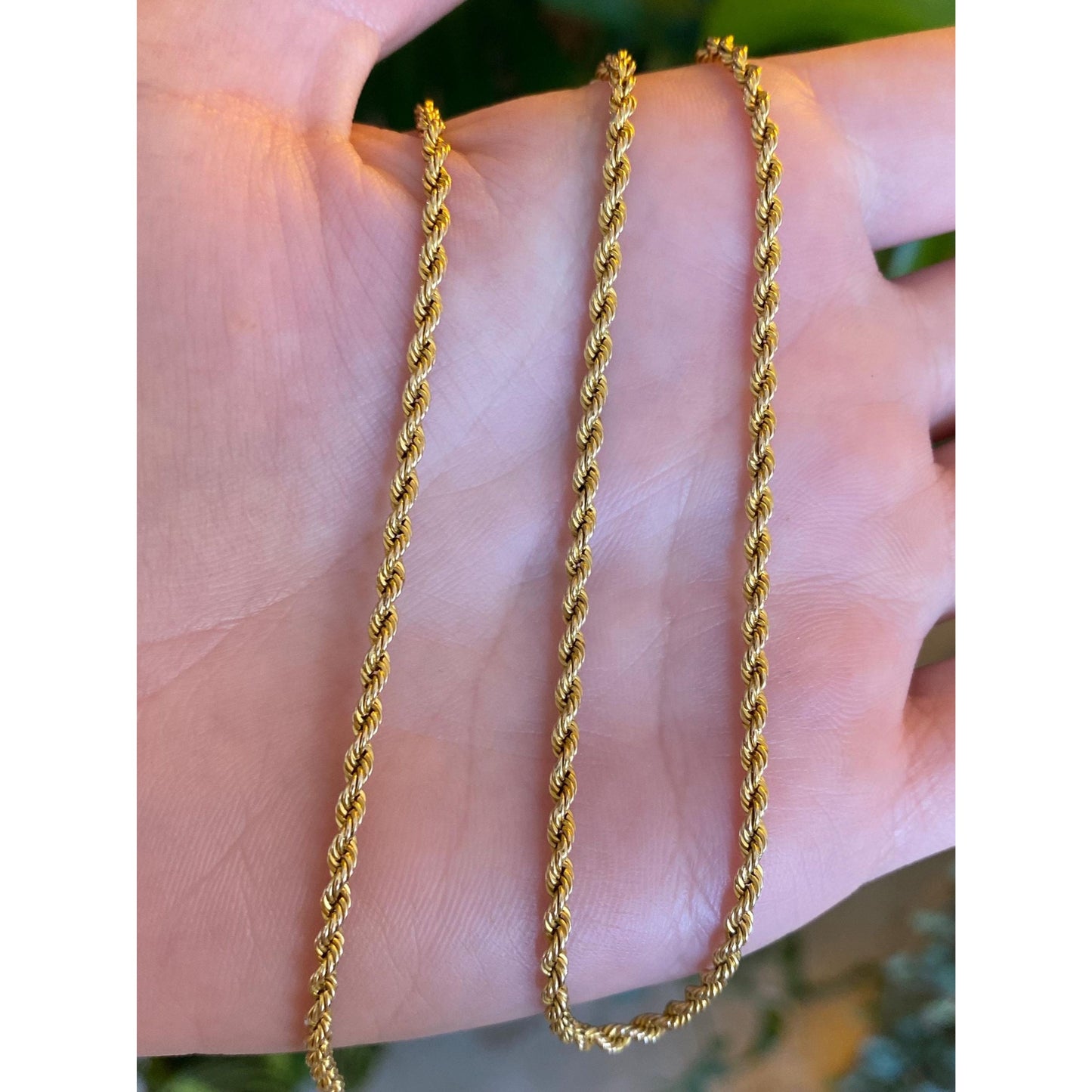 Vintage Solid 10k Yellow Gold Rope Chain Necklace - 16 inches