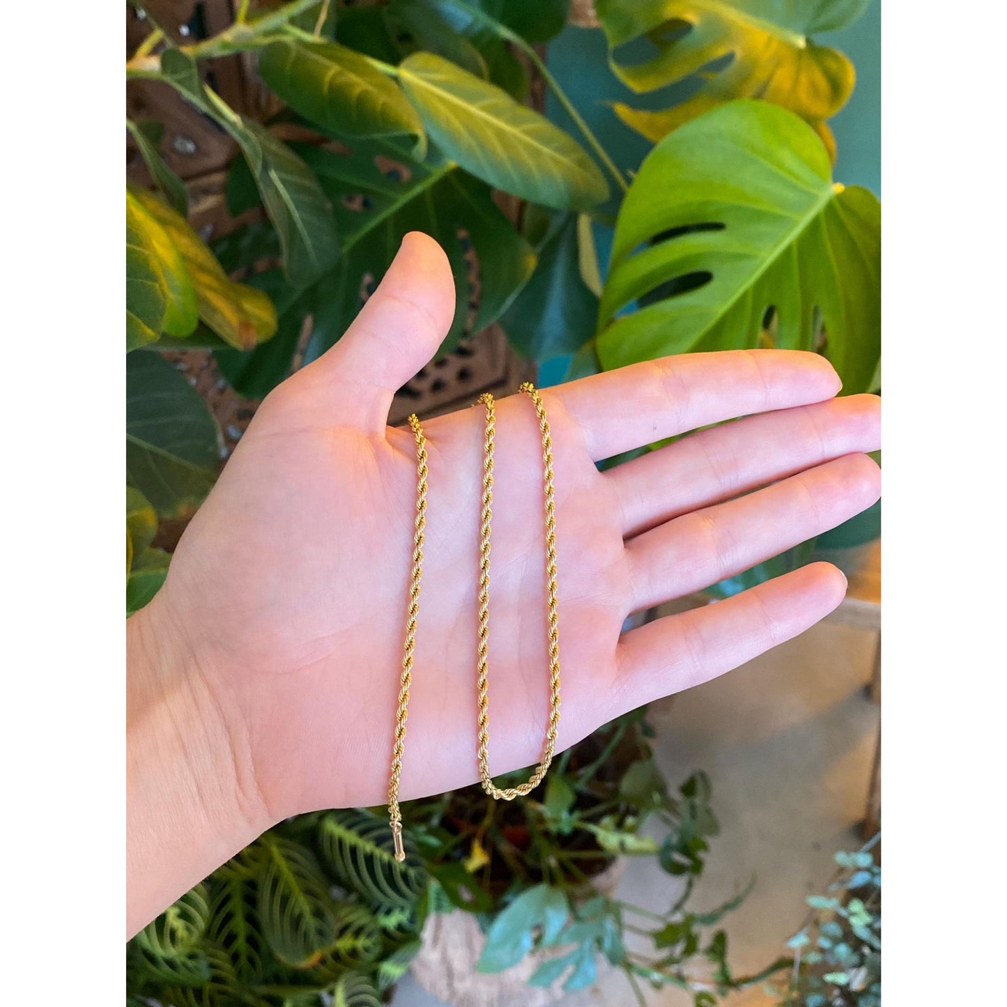 Vintage Solid 10k Yellow Gold Rope Chain Necklace - 16 inches