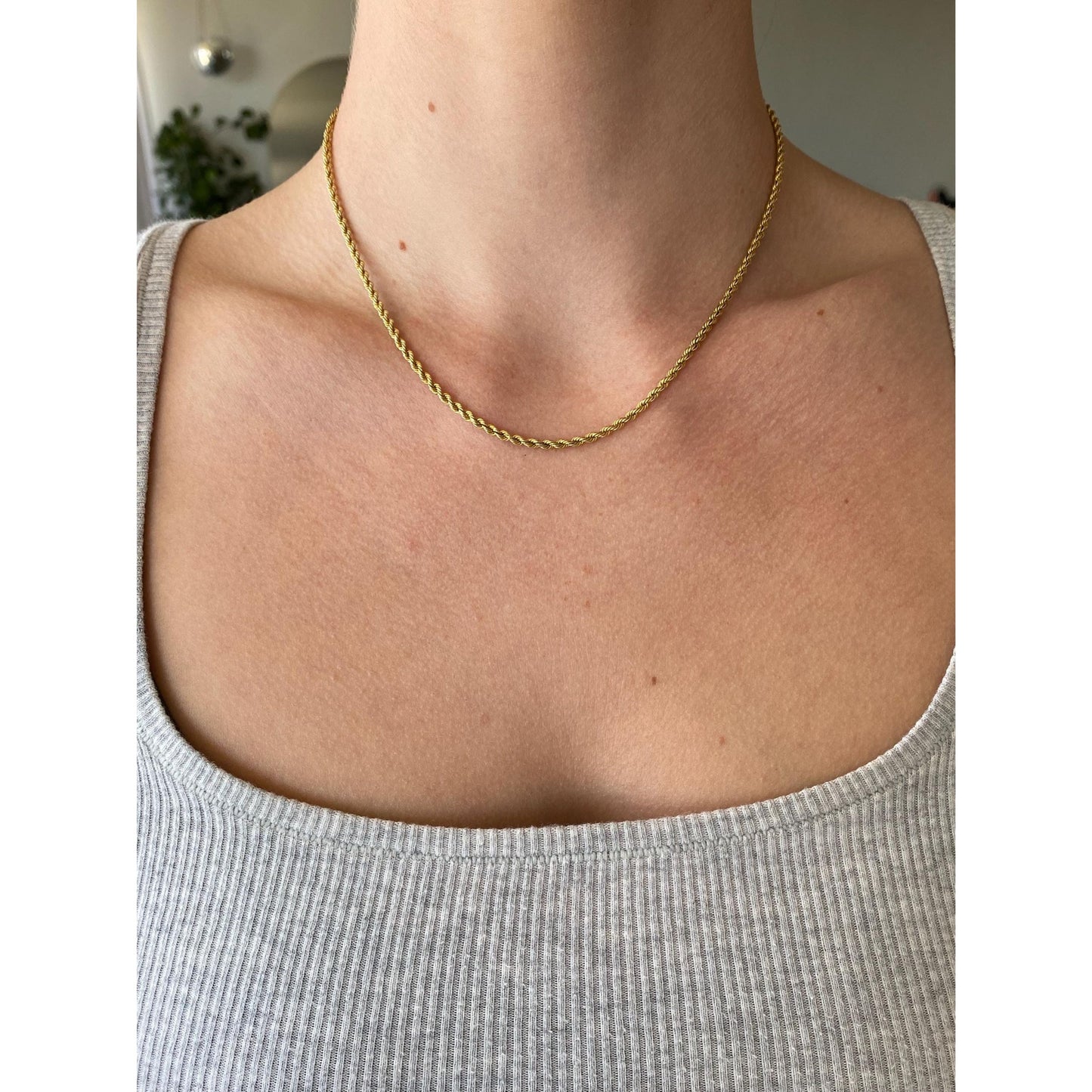 Vintage Solid 10k Yellow Gold Rope Chain Necklace - 16 inches