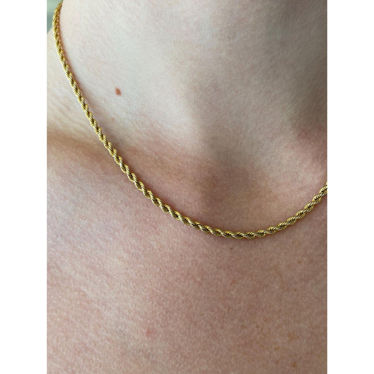 Vintage Solid 10k Yellow Gold Rope Chain Necklace - 16 inches
