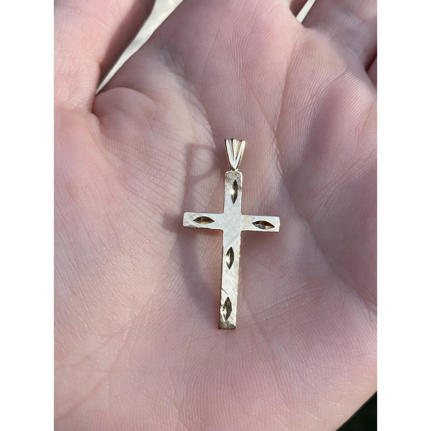 Vintage Solid 14k Yellow Gold Diamond Cut Cross Charm