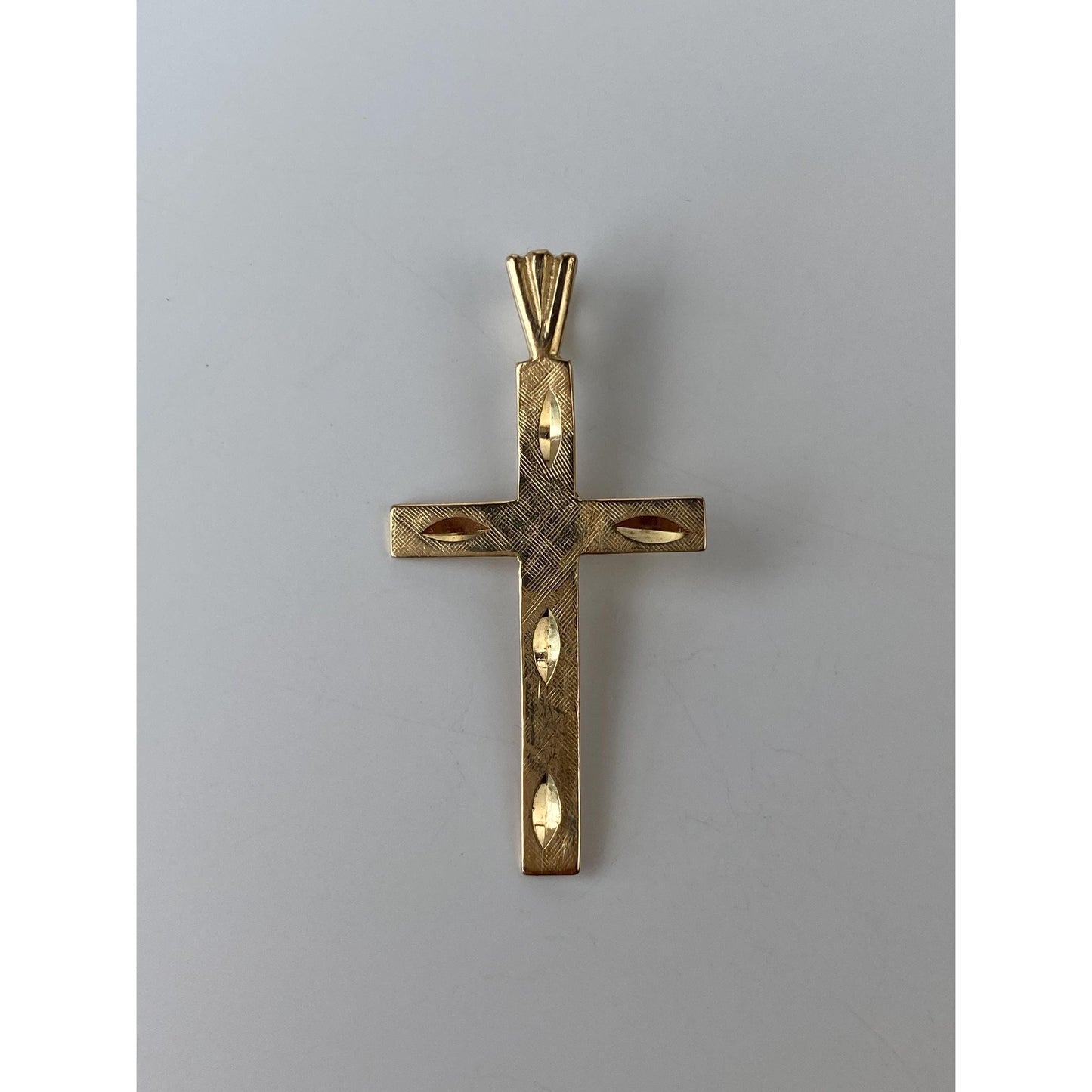 Vintage Solid 14k Yellow Gold Diamond Cut Cross Charm