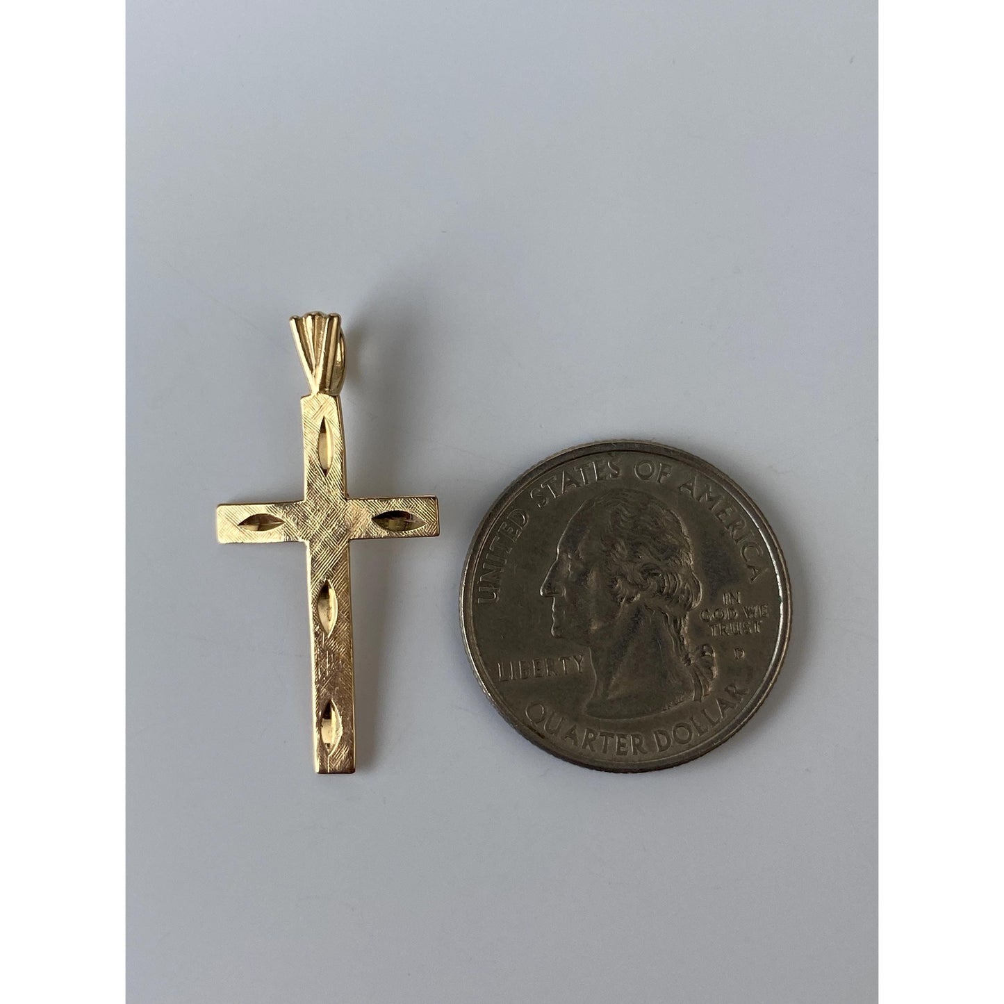 Vintage Solid 14k Yellow Gold Diamond Cut Cross Charm
