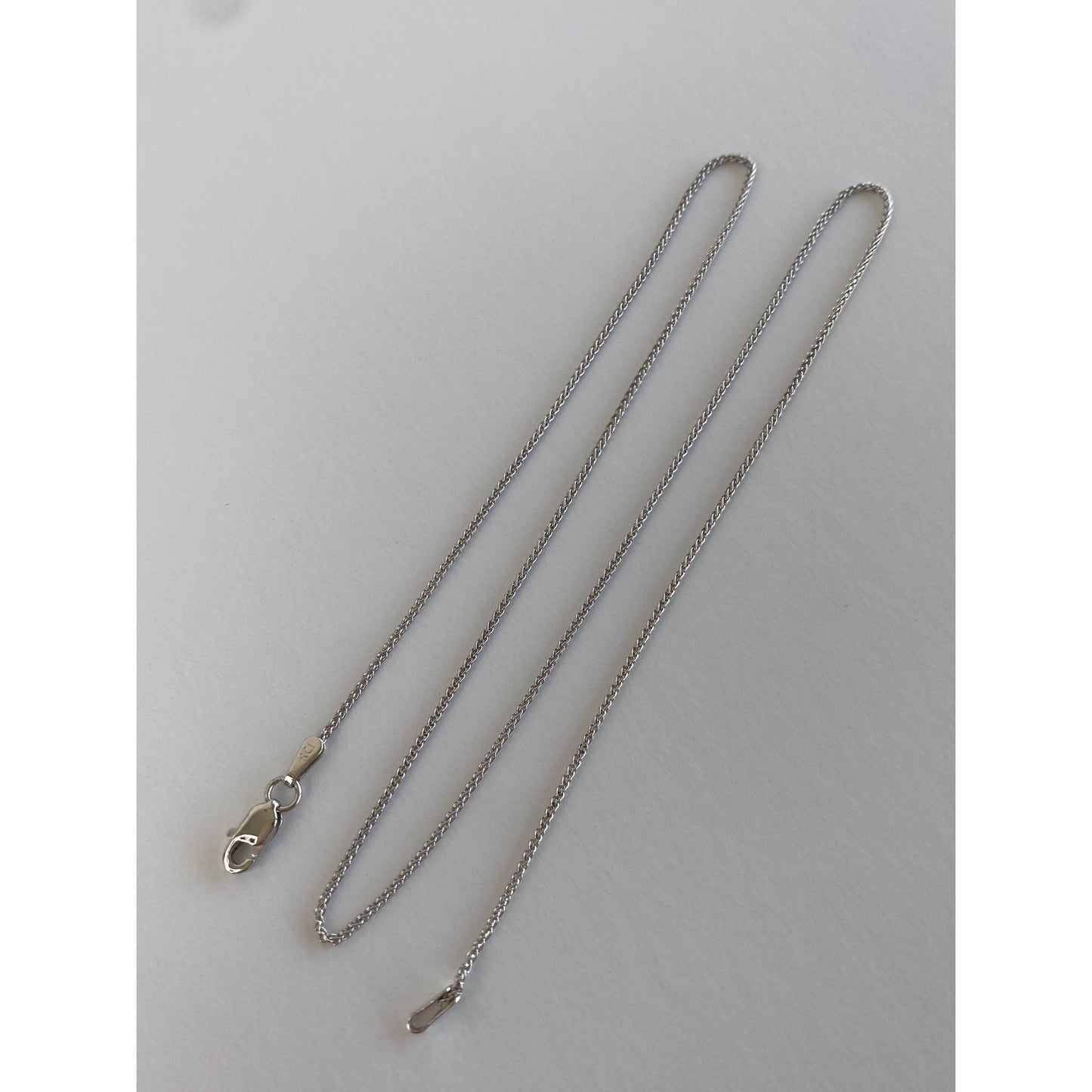 Solid 14k White Gold Wheat Chain Necklace - 16 inches