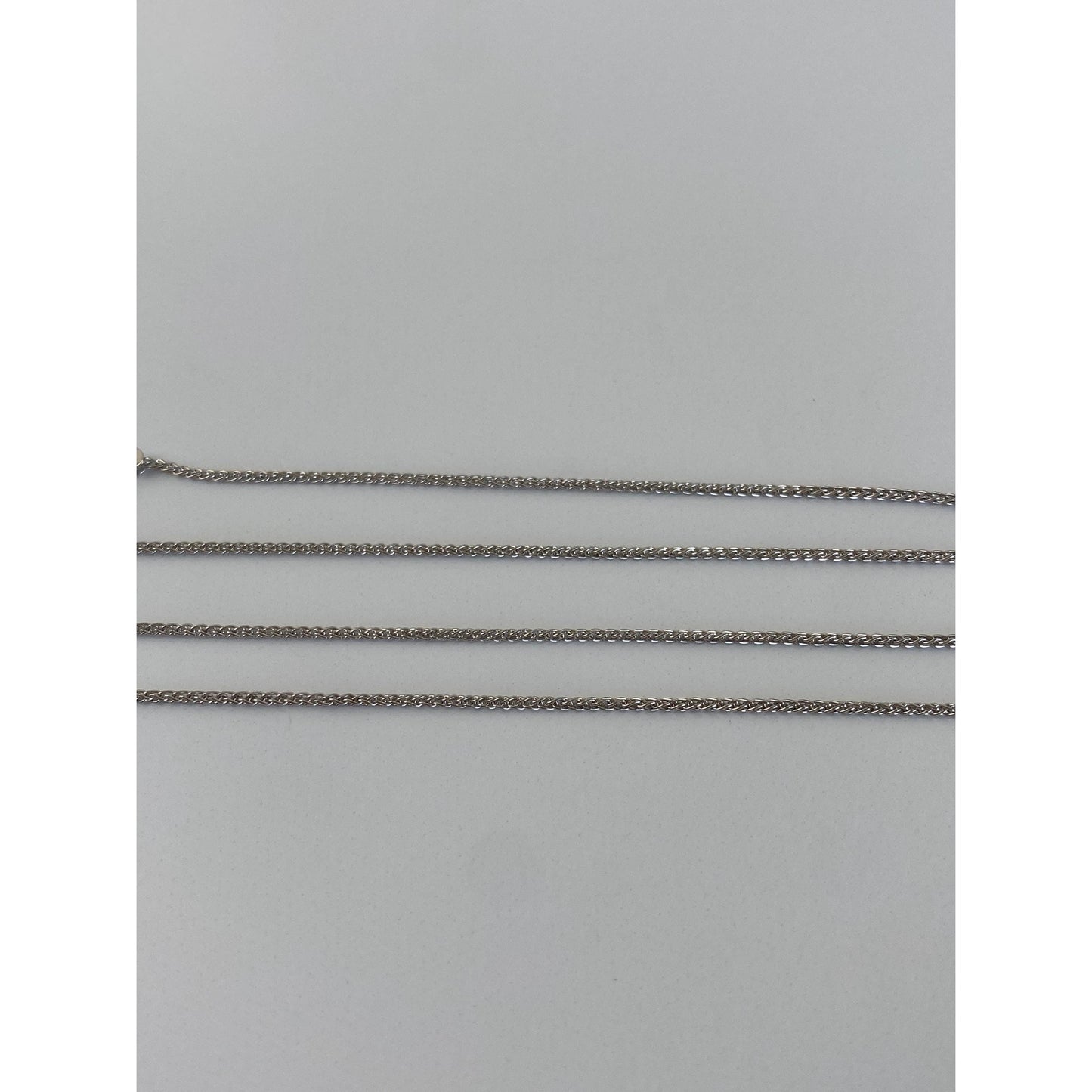 Solid 14k White Gold Wheat Chain Necklace - 16 inches