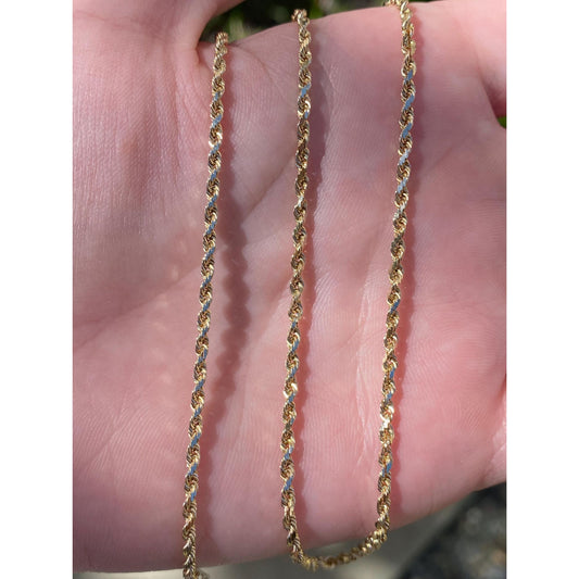 Vintage Solid 14k Yellow Gold Rope Chain Necklace - 20.5 inches