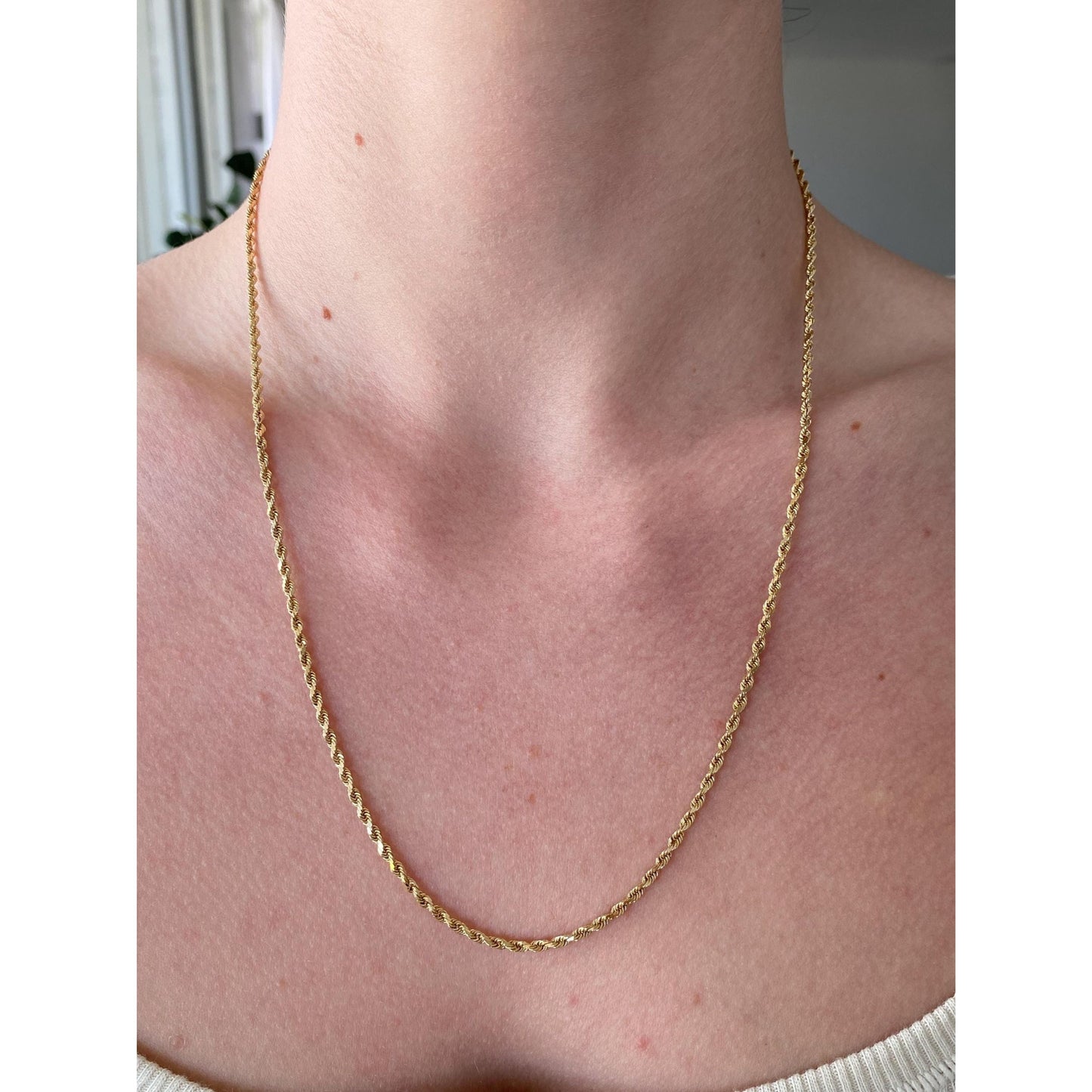 Vintage Solid 14k Yellow Gold Rope Chain Necklace - 20.5 inches