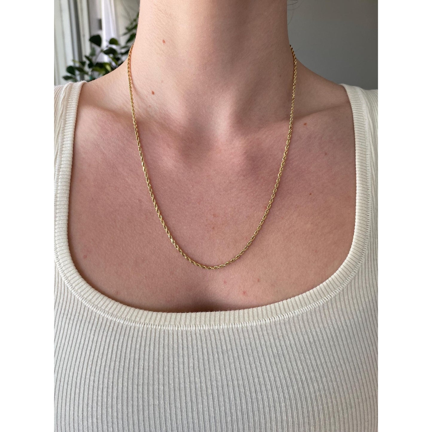 Vintage Solid 14k Yellow Gold Rope Chain Necklace - 20.5 inches