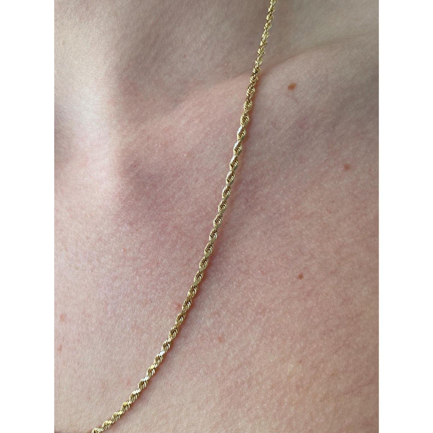 Vintage Solid 14k Yellow Gold Rope Chain Necklace - 20.5 inches