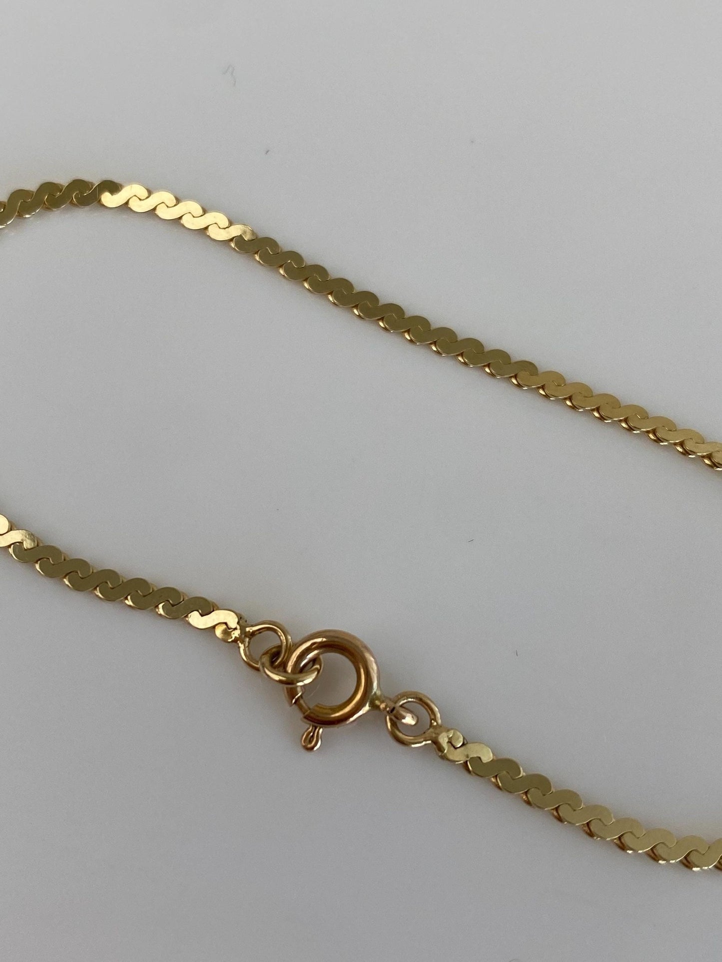 Vintage Solid 14k Yellow Gold Serpentine Chain Bracelet - 6.75 inches