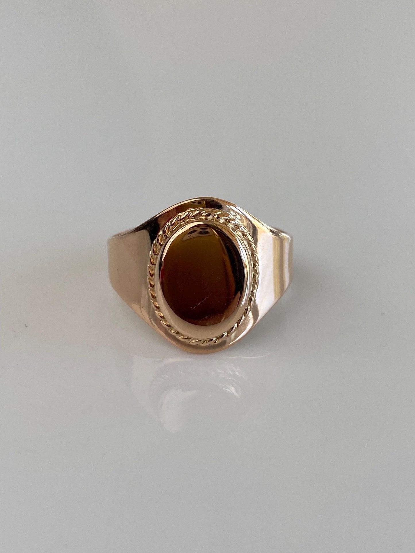 Vintage Solid 14k Rose Gold Signet Ring - Size 12.75