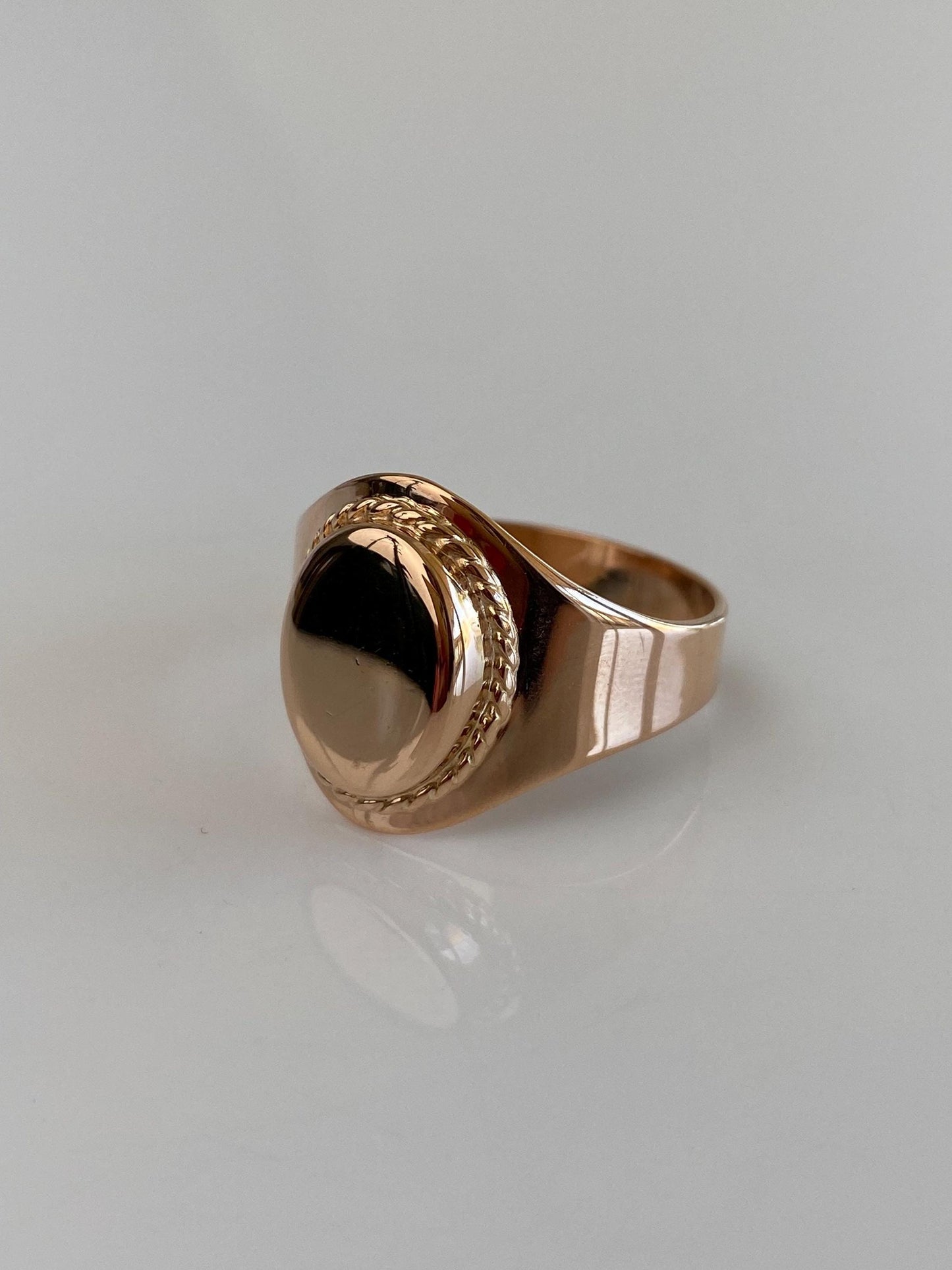 Vintage Solid 14k Rose Gold Signet Ring - Size 12.75