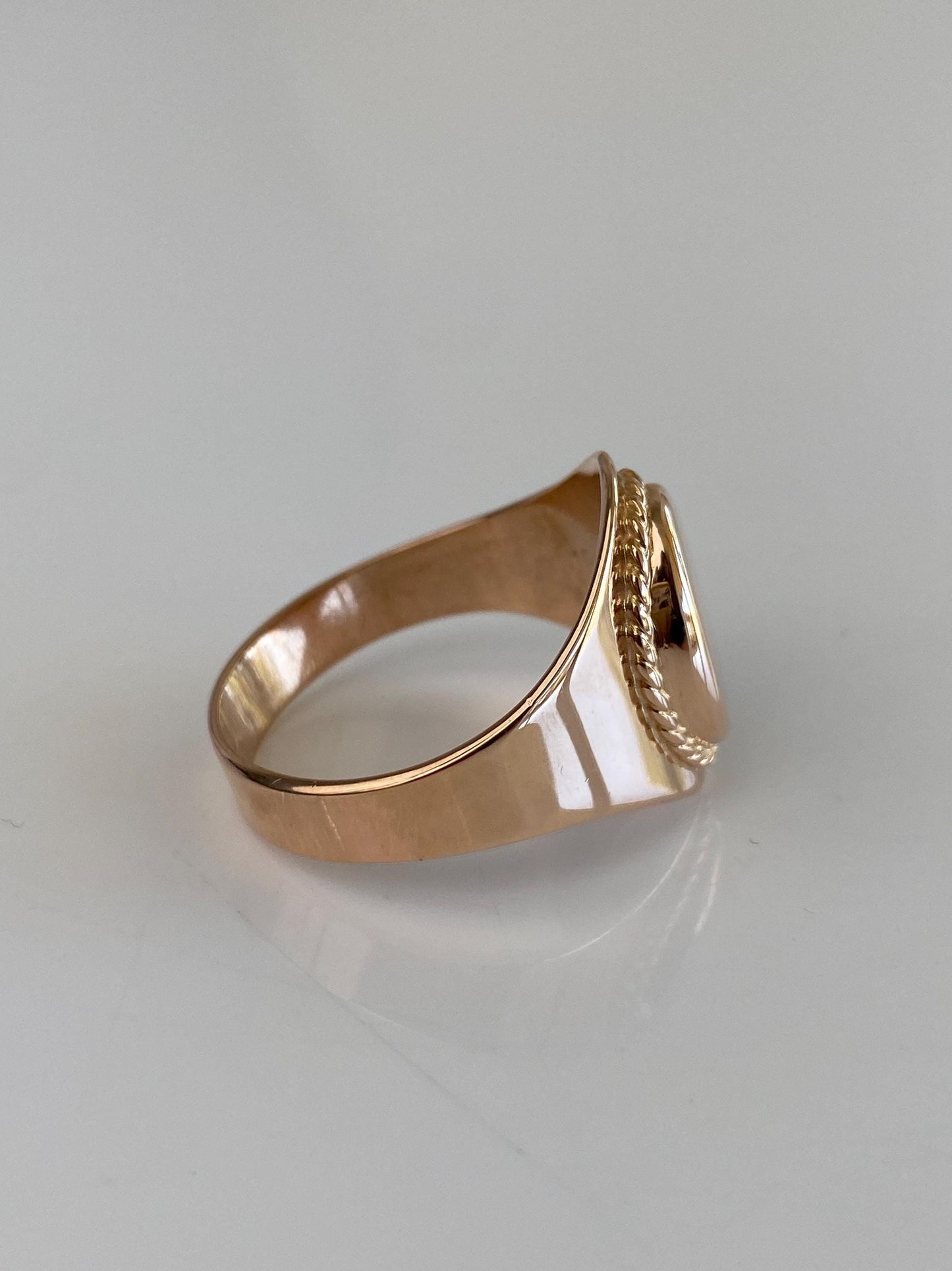 Vintage Solid 14k Rose Gold Signet Ring - Size 12.75