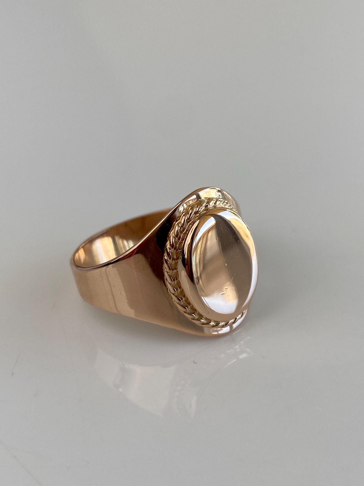 Vintage Solid 14k Rose Gold Signet Ring - Size 12.75