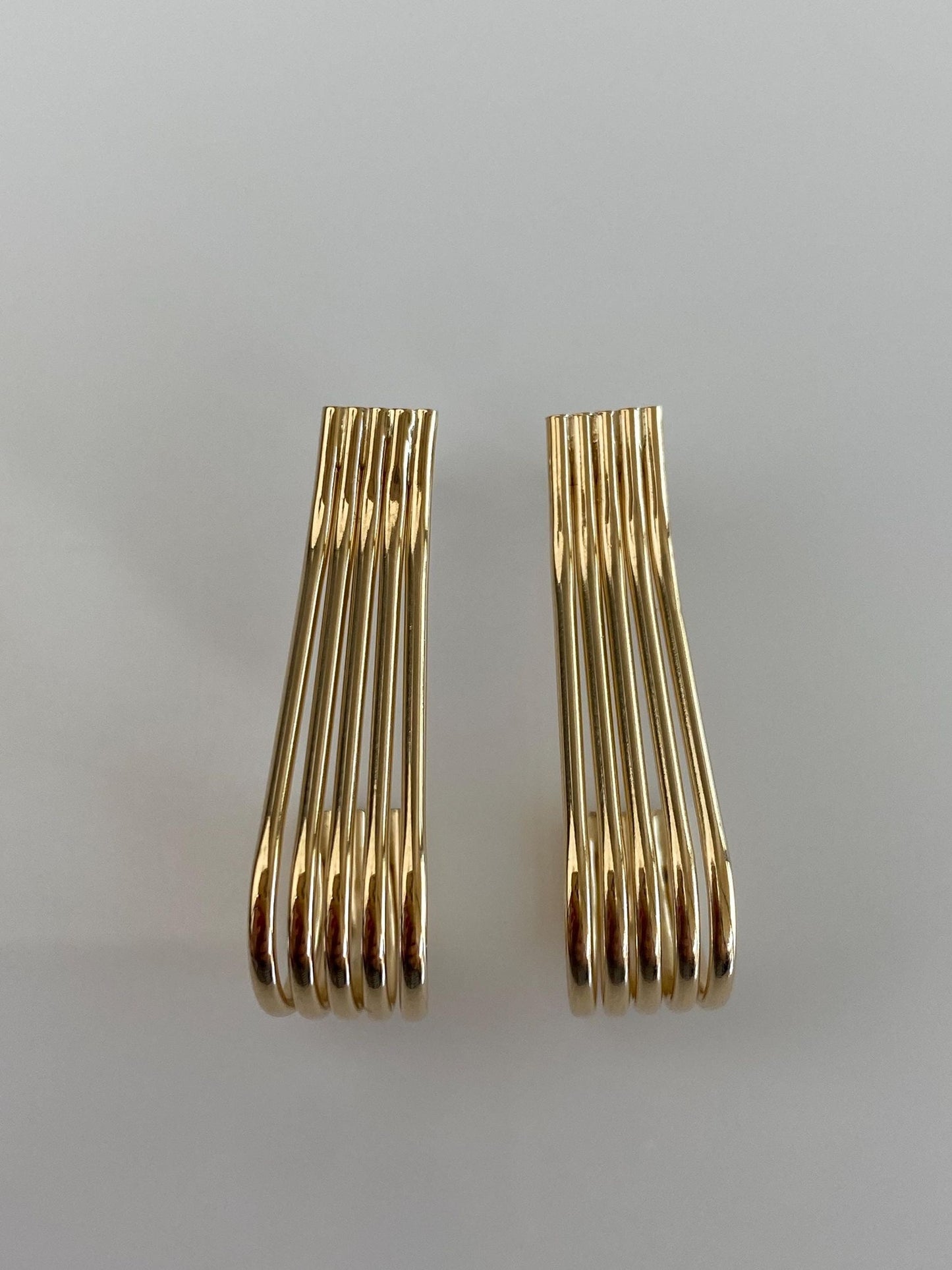 Vintage 14k Yellow Gold Layered Lined Drop Earrings