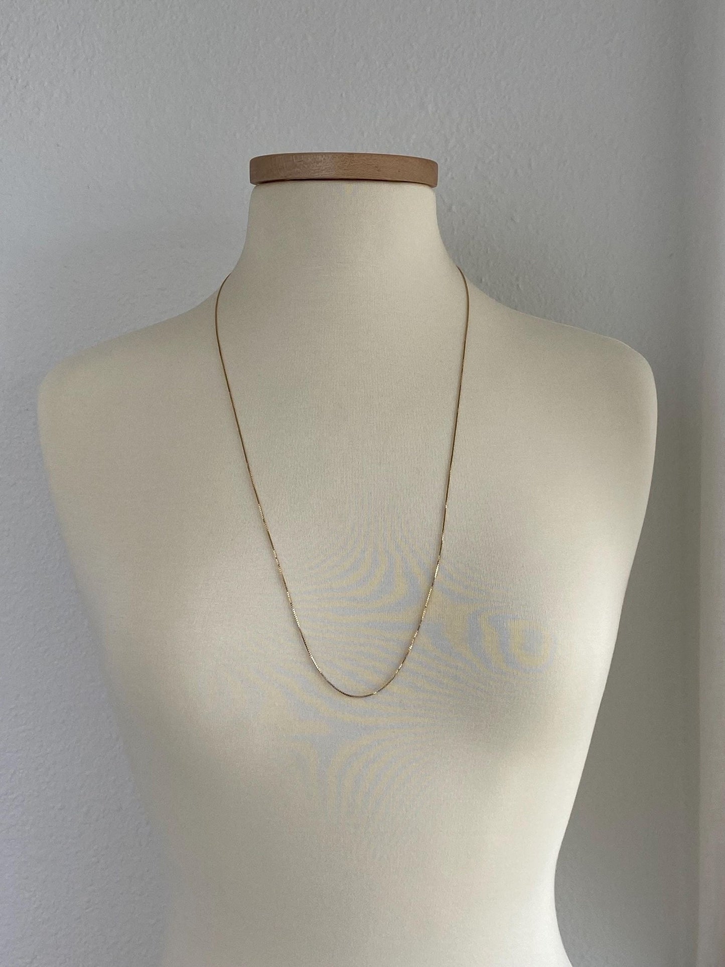 Vintage Solid 14k Yellow Gold Long Box Chain Necklace - 30.5 inches