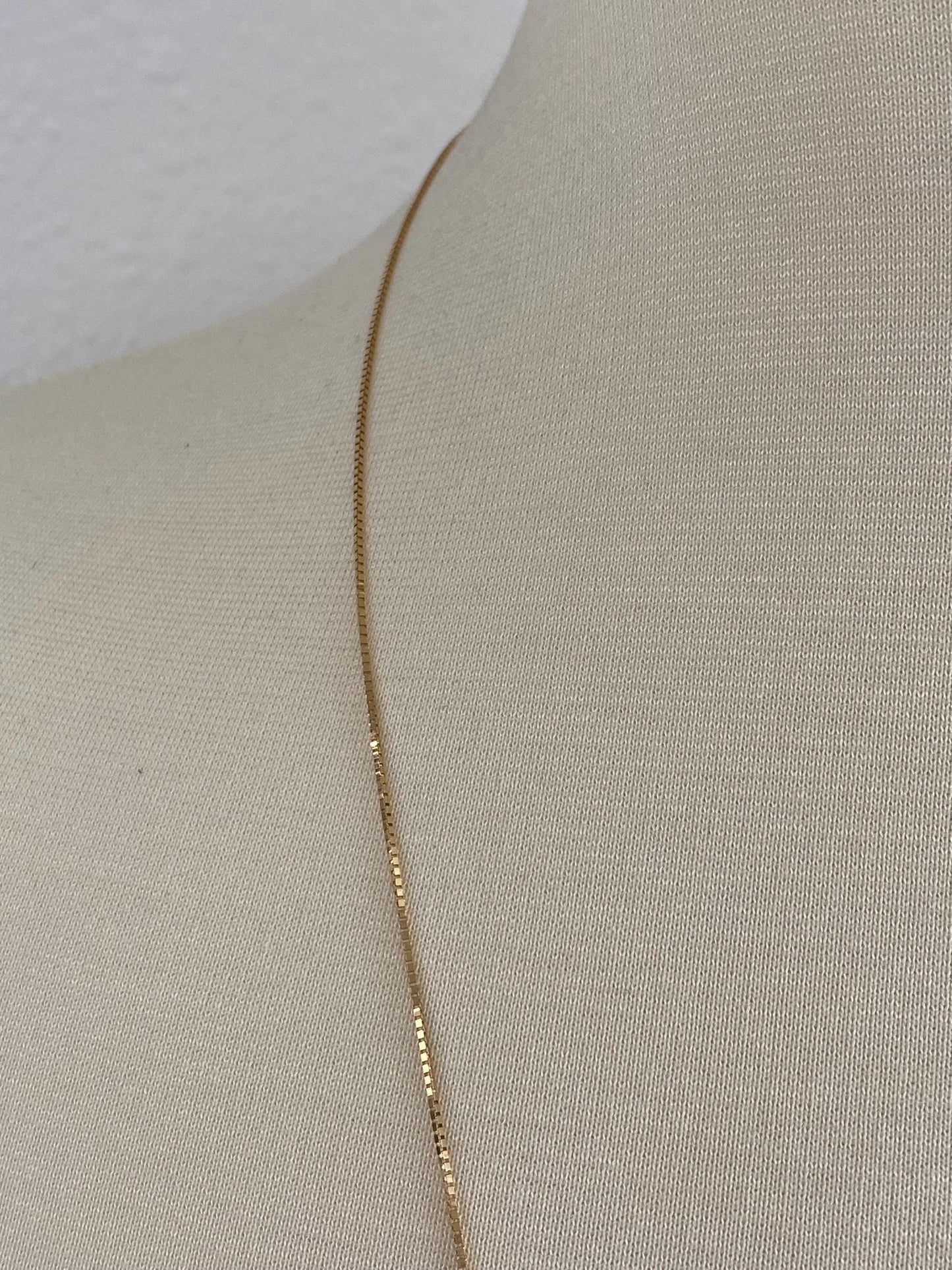 Vintage Solid 14k Yellow Gold Long Box Chain Necklace - 30.5 inches