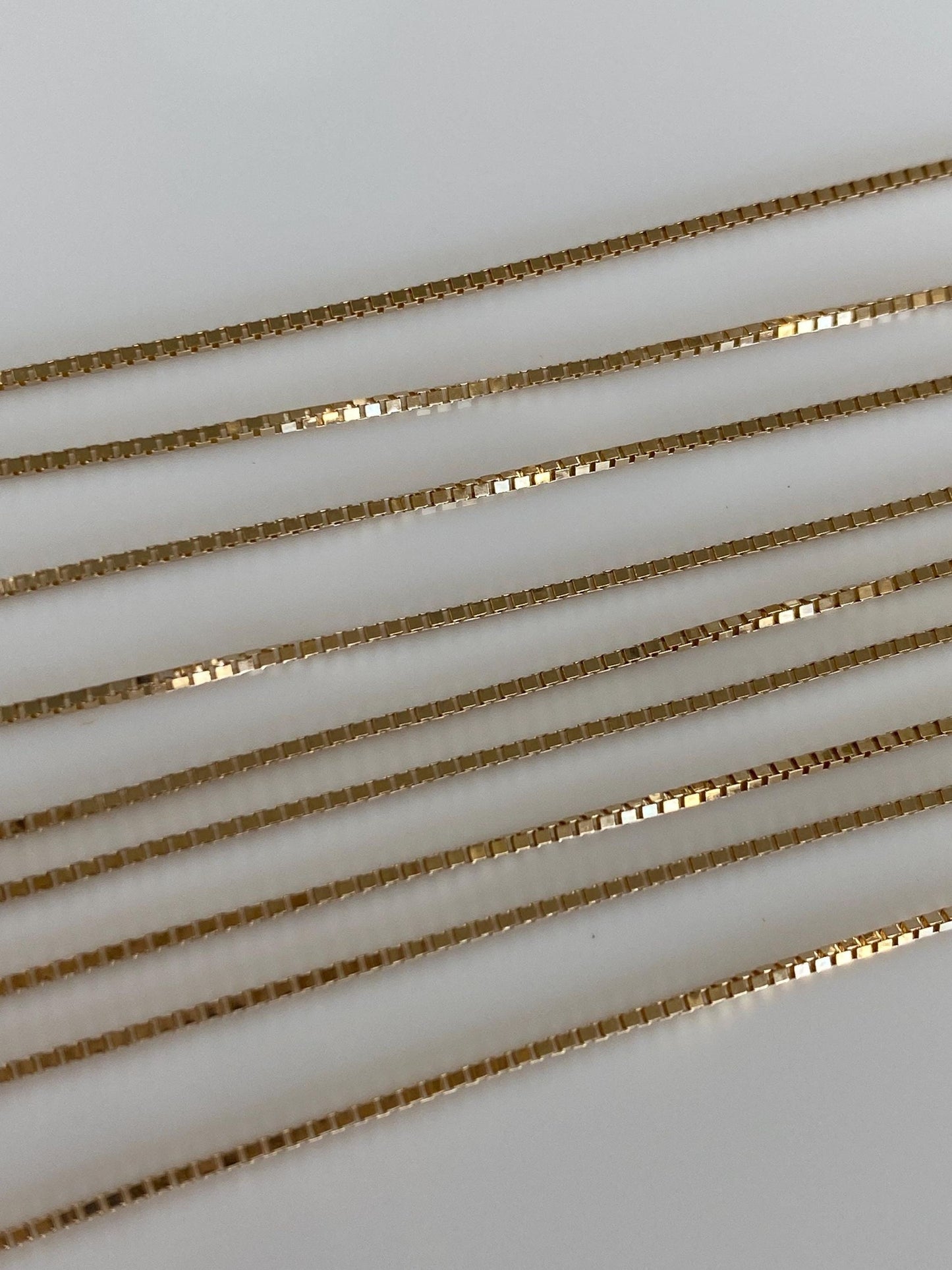 Vintage Solid 14k Yellow Gold Long Box Chain Necklace - 30.5 inches