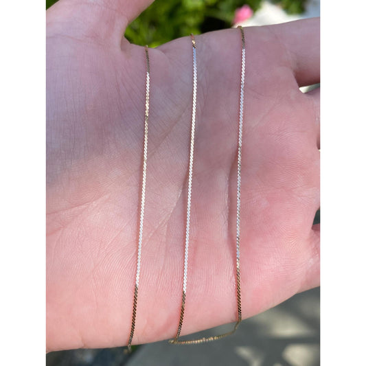 Vintage Solid 14k Yellow Gold Long Serpentine Chain Necklace - 24 inches