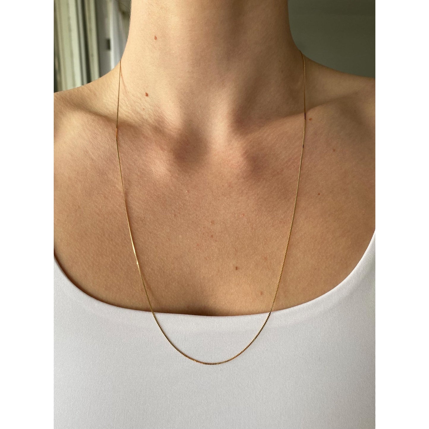 Vintage Solid 14k Yellow Gold Long Serpentine Chain Necklace - 24 inches