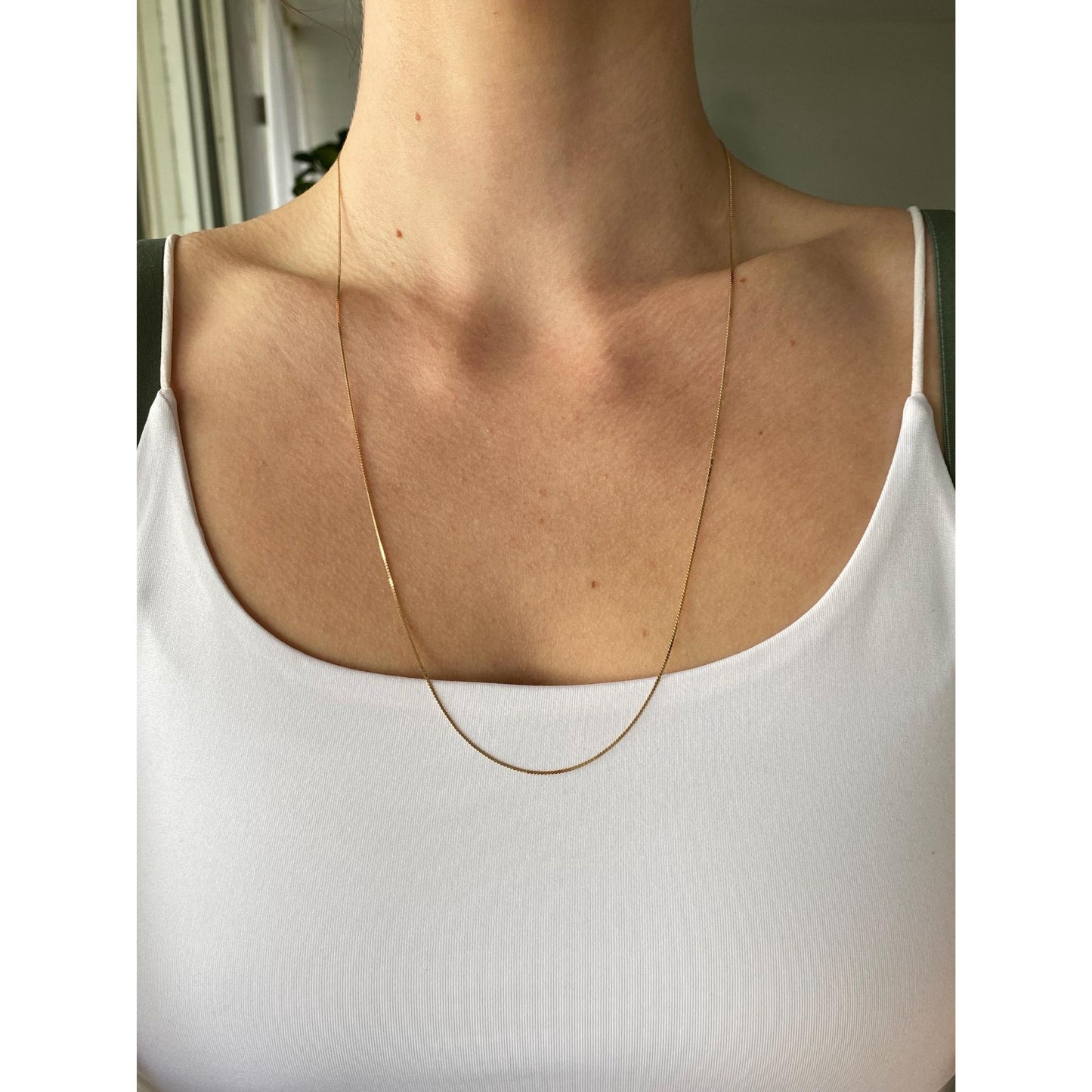 Vintage Solid 14k Yellow Gold Long Serpentine Chain Necklace - 24 inches