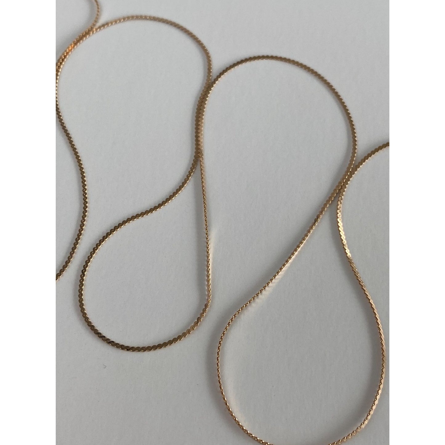 Vintage Solid 14k Yellow Gold Long Serpentine Chain Necklace - 24 inches