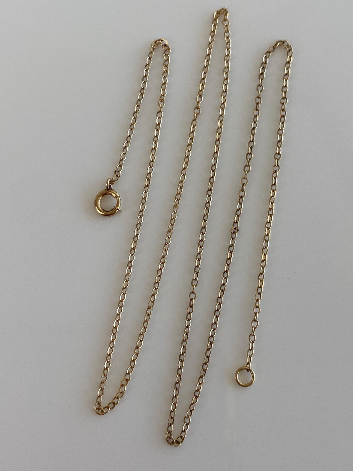 Vintage Solid 14k Yellow Gold Dainty Cable Chain Necklace - 15 inches