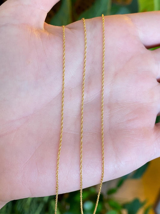 Vintage Solid 14k Yellow Gold Dainty Chain Necklace - 18 inches