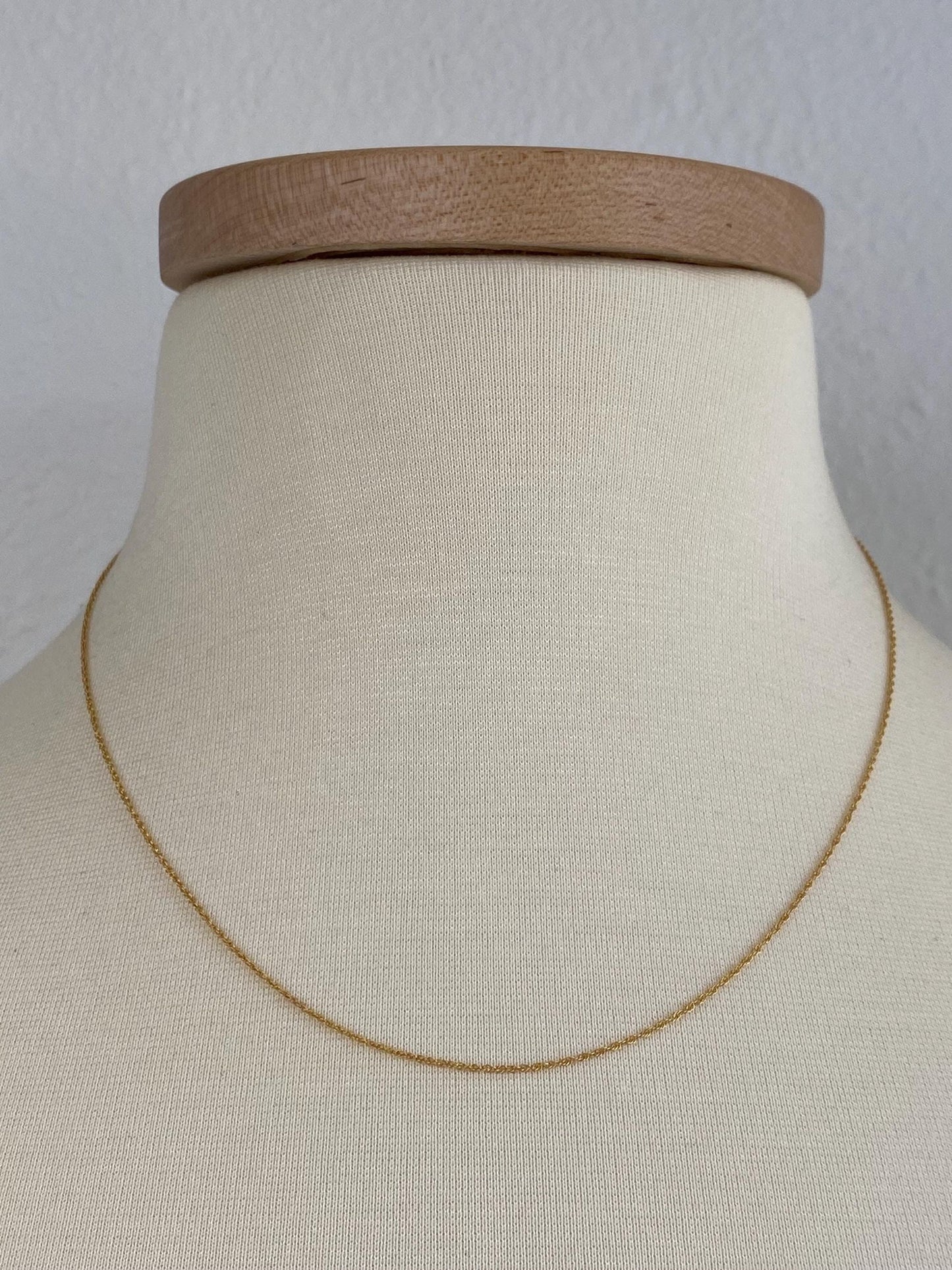 Vintage Solid 14k Yellow Gold Dainty Chain Necklace - 18 inches