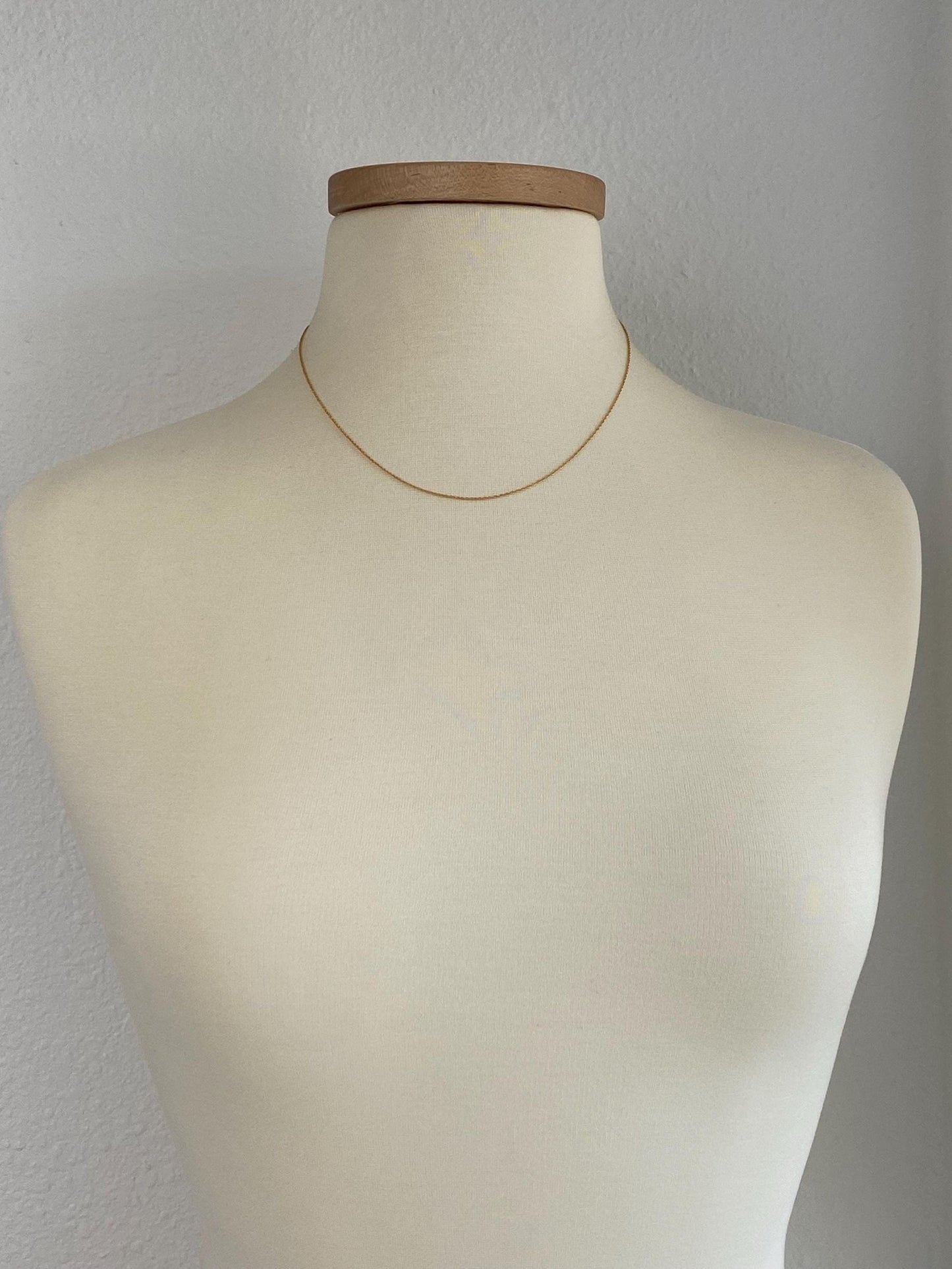 Vintage Solid 14k Yellow Gold Dainty Chain Necklace - 18 inches