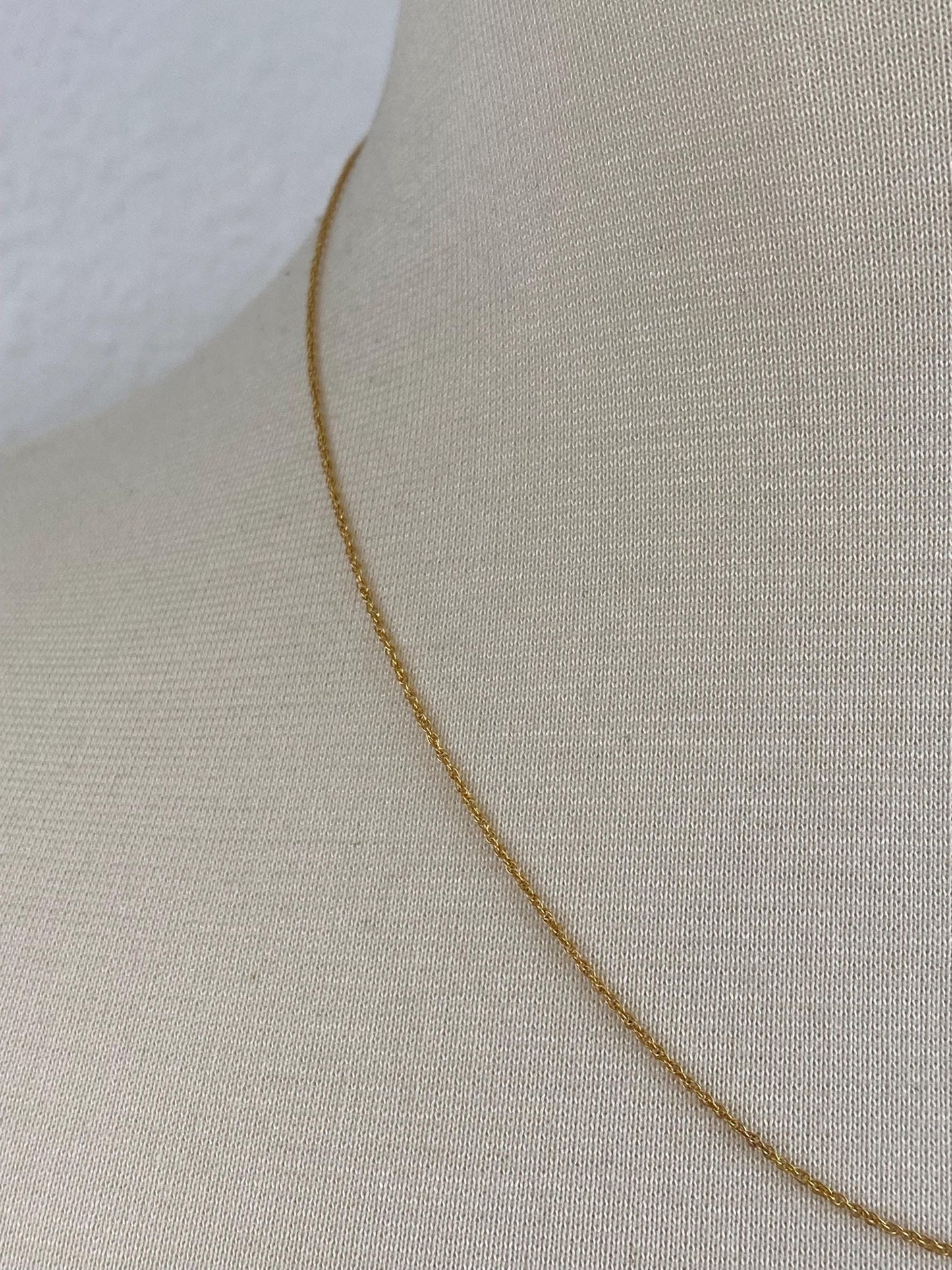 Vintage Solid 14k Yellow Gold Dainty Chain Necklace - 18 inches