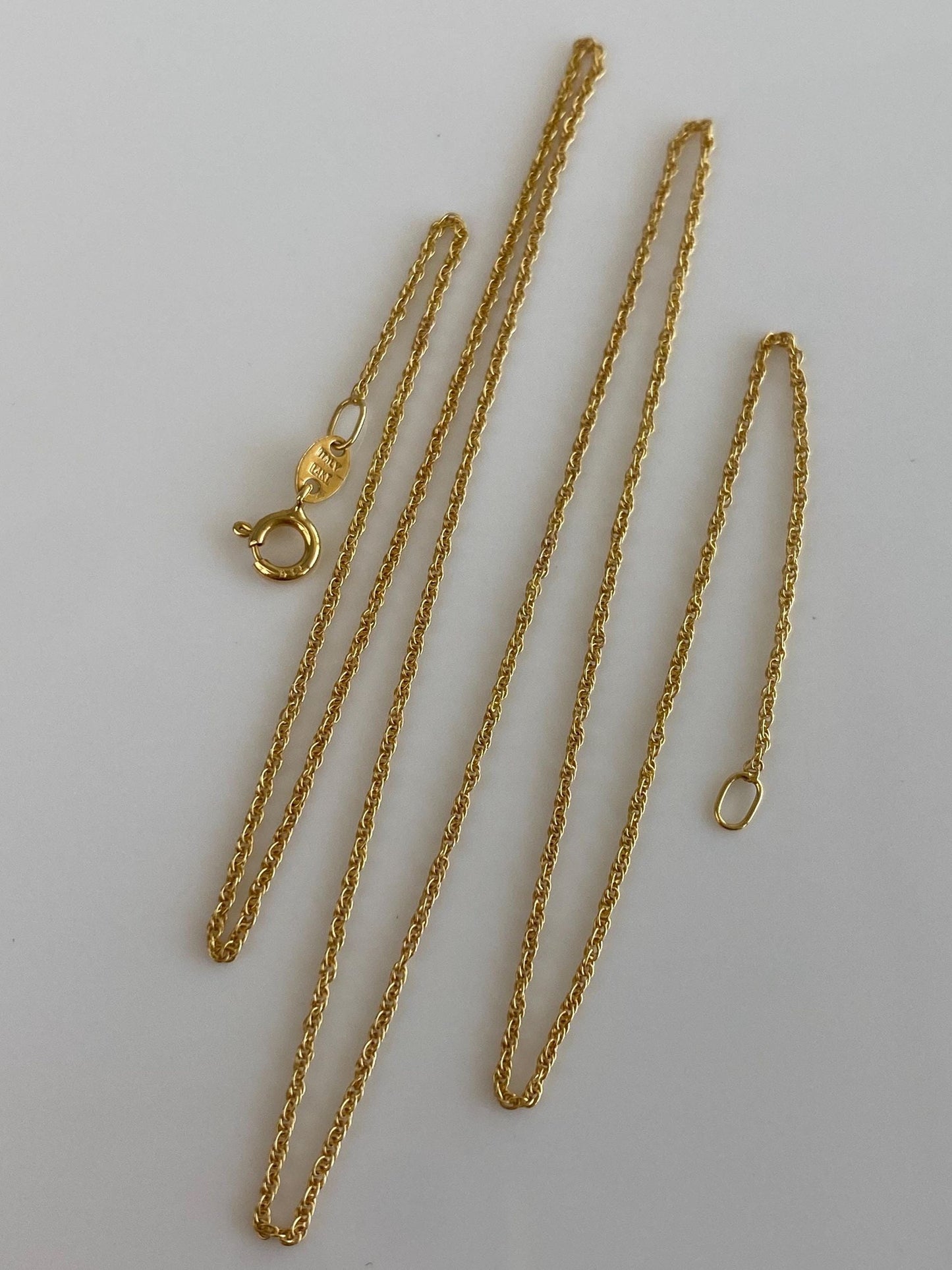 Vintage Solid 14k Yellow Gold Dainty Chain Necklace - 18 inches