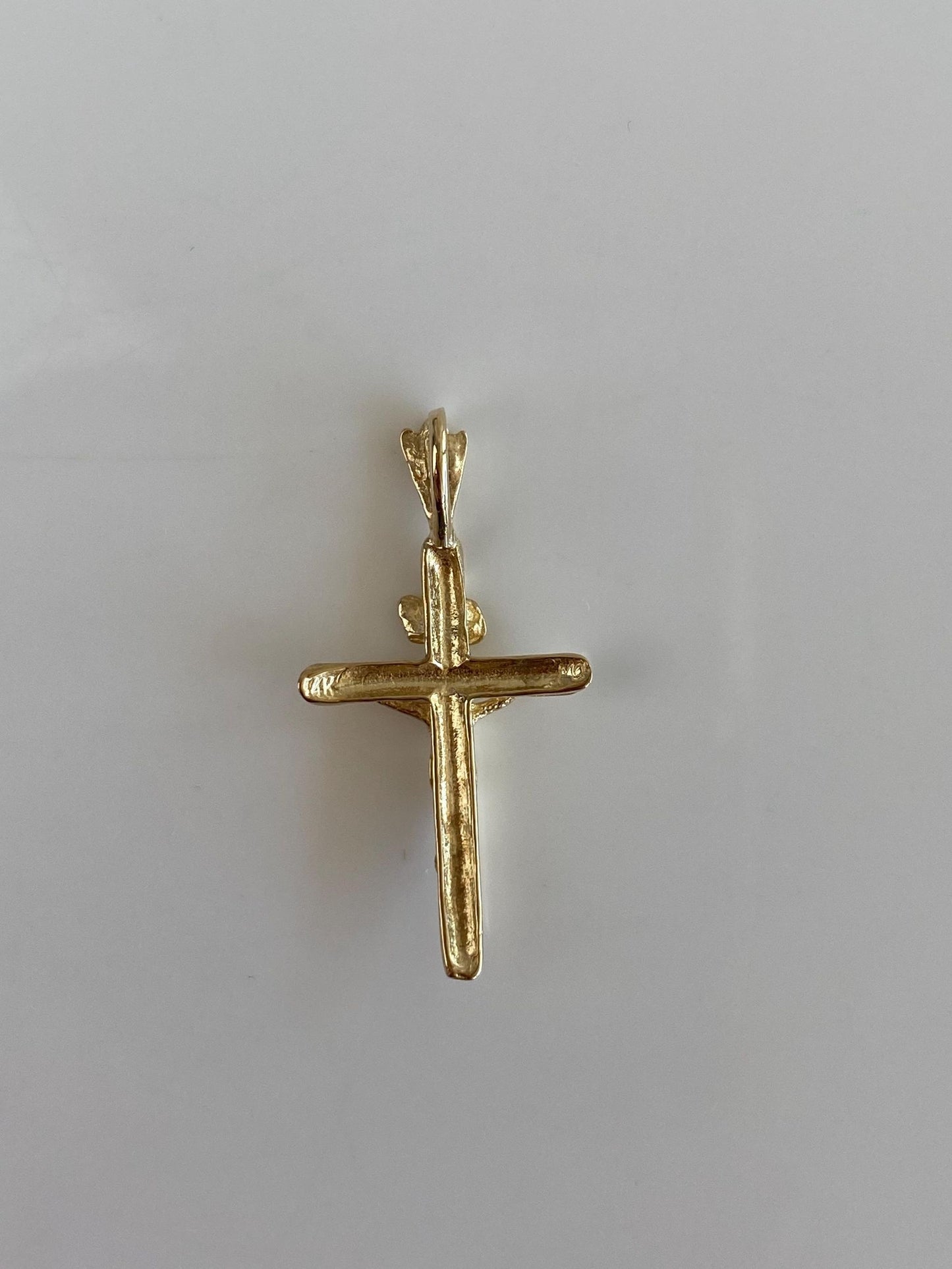 Vintage Solid 14k Yellow Gold Diamond Cut Crucifix Cross Charm