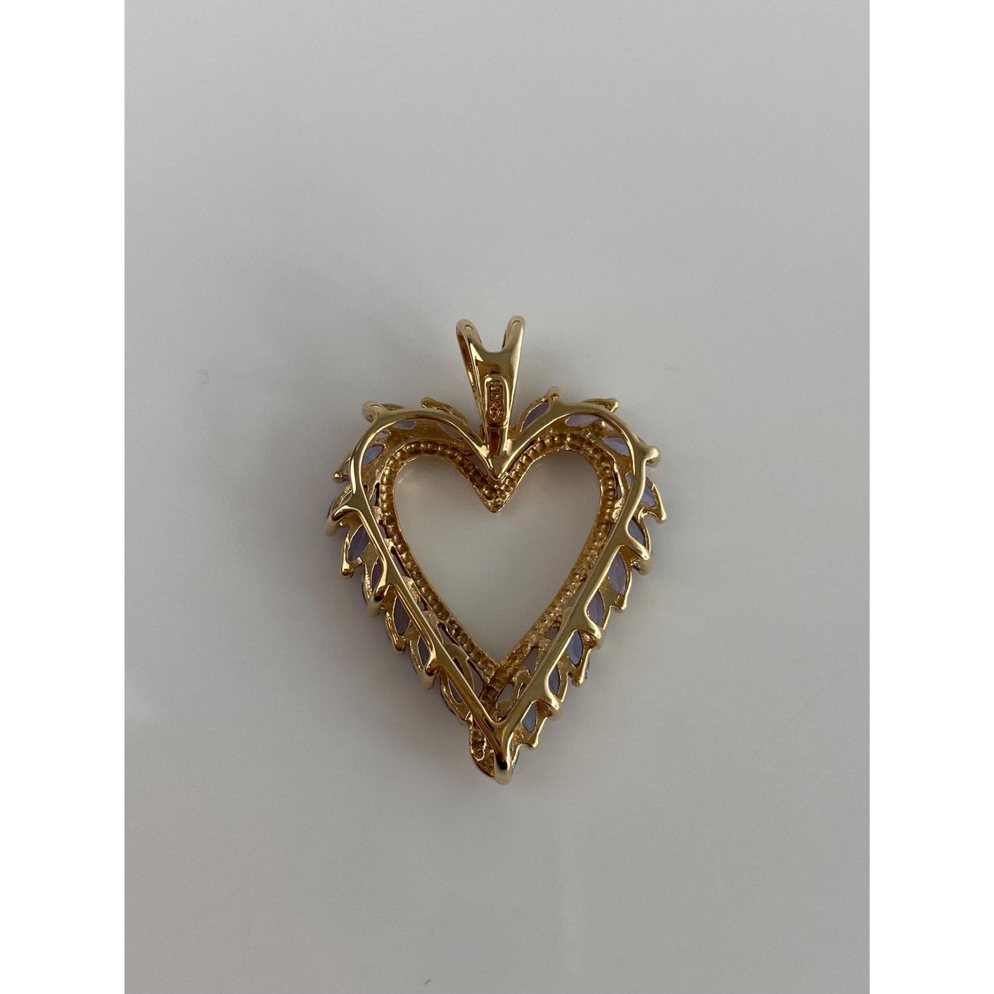Vintage Solid 10k Yellow Gold Tanzanite Heart Charm