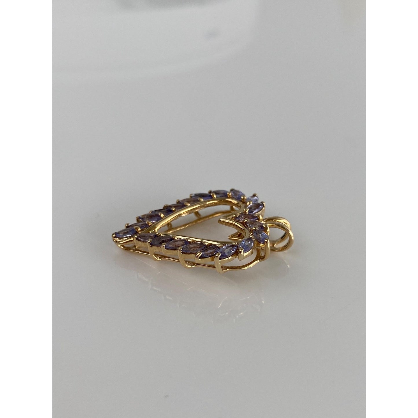Vintage Solid 10k Yellow Gold Tanzanite Heart Charm