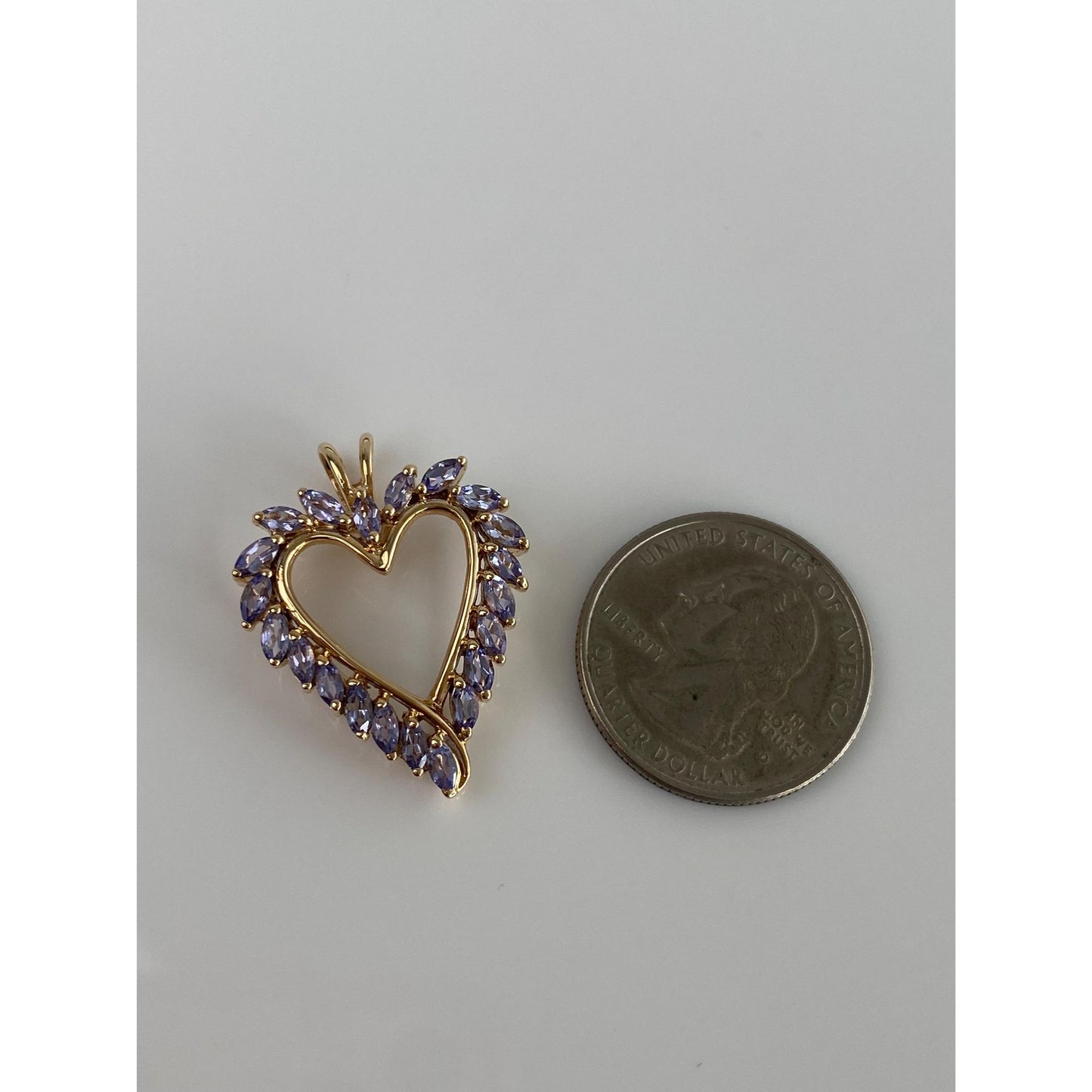 Vintage Solid 10k Yellow Gold Tanzanite Heart Charm