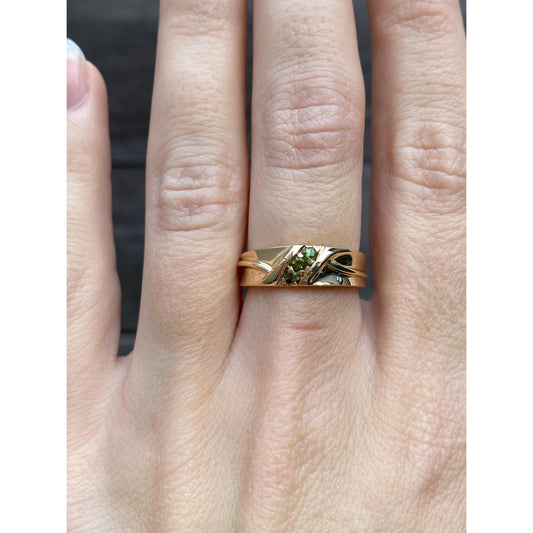 Solid 14k Yellow Gold Peridot Ring Band - Size 6.25