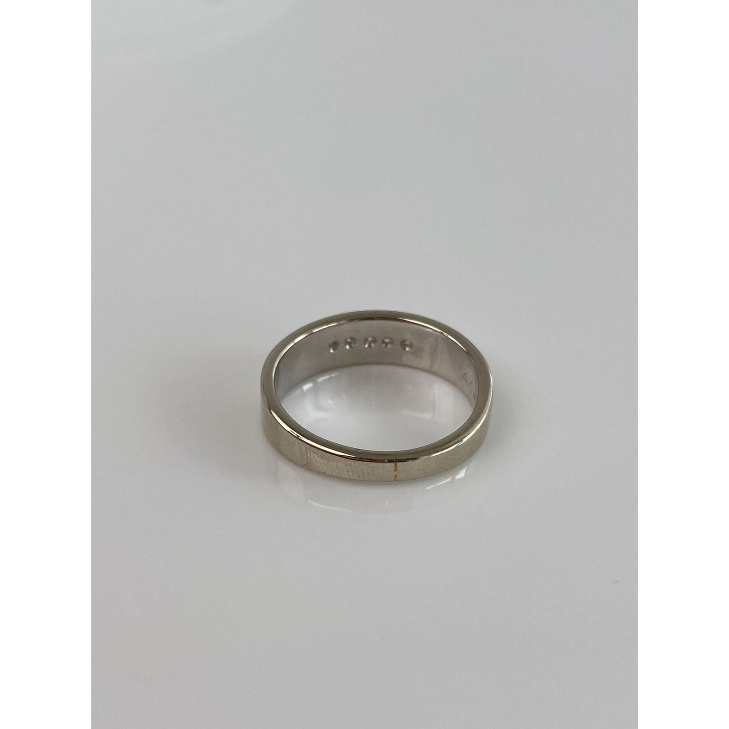 Vintage Solid 14k White Gold Clear Sapphire Ring Band - Size 6.25