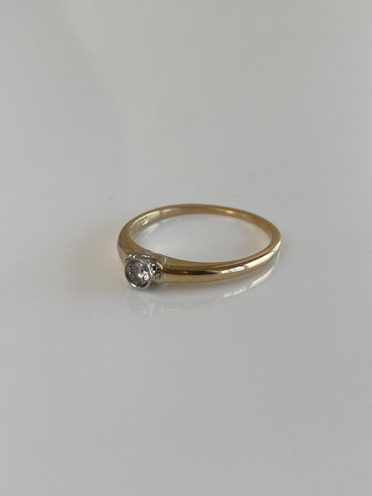Vintage Solid 14k White & Yellow Gold Diamond Ring - Size 6