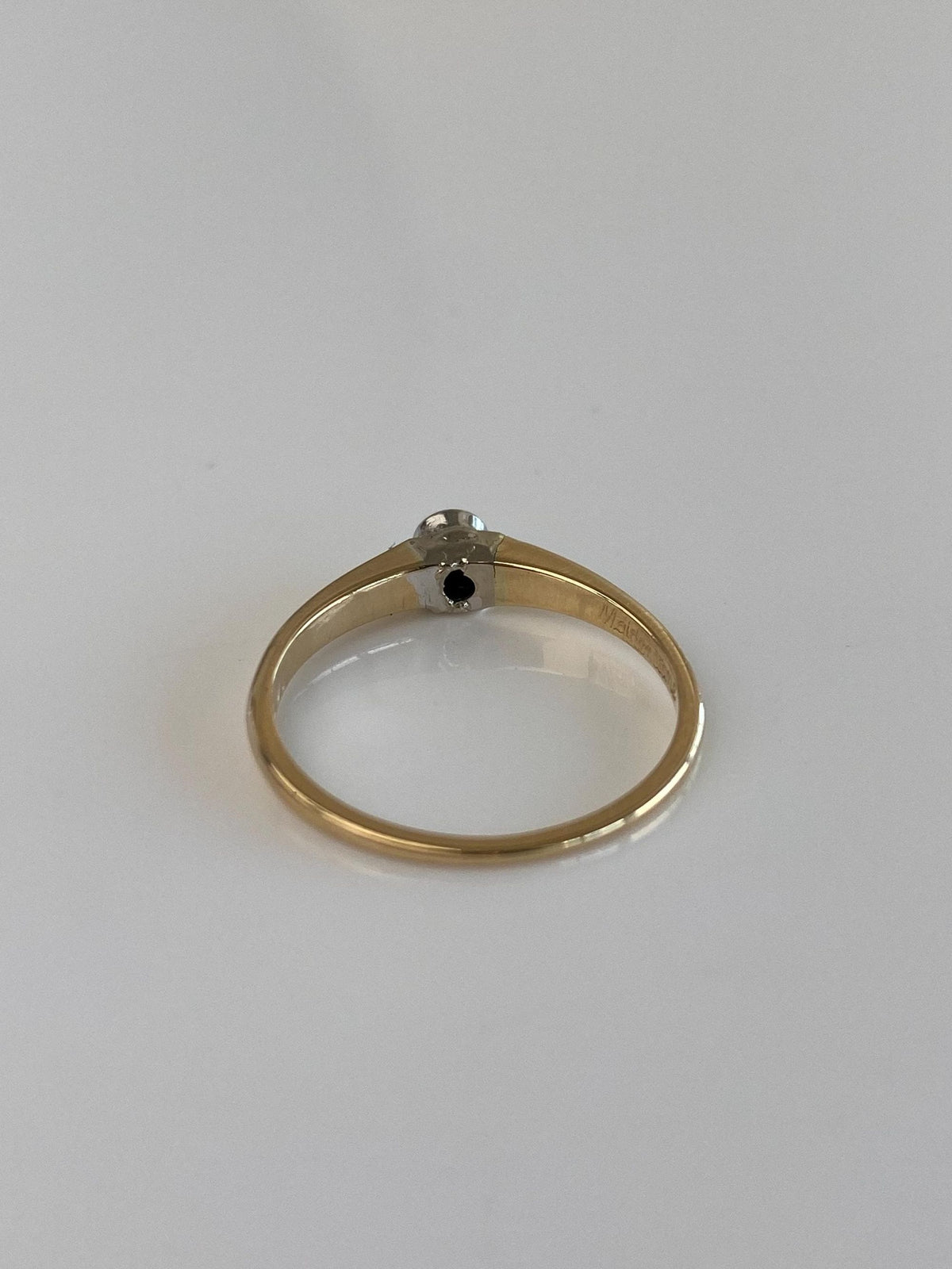 Vintage Solid 14k White & Yellow Gold Diamond Ring - Size 6