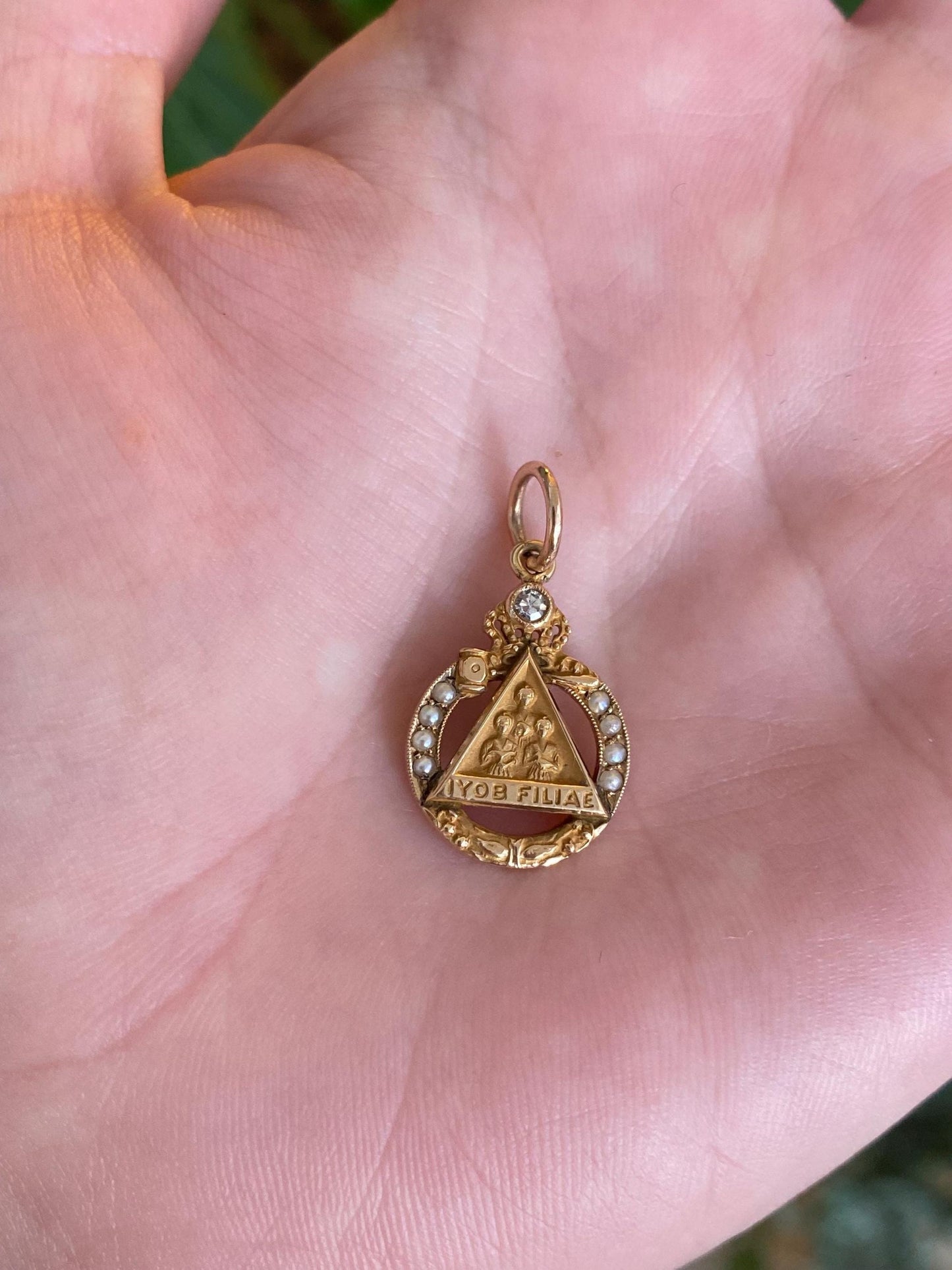 Vintage Solid 10k Yellow Gold Diamond LYOB Filiae Jobs Daughters Charm