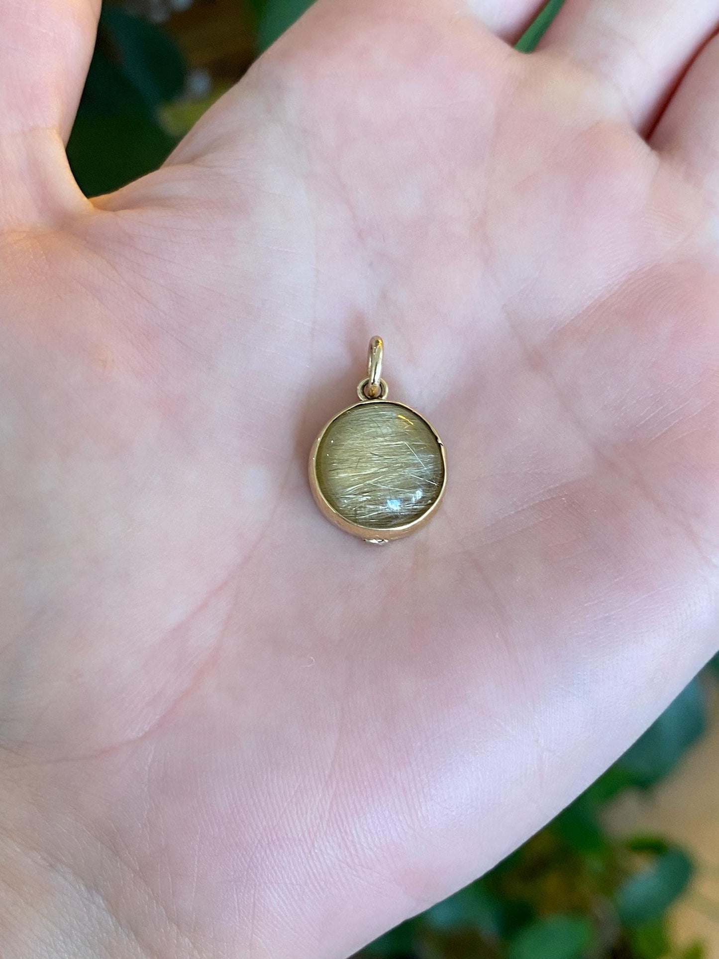 Vintage Solid 14k Yellow Gold Rutilated Quartz Charm