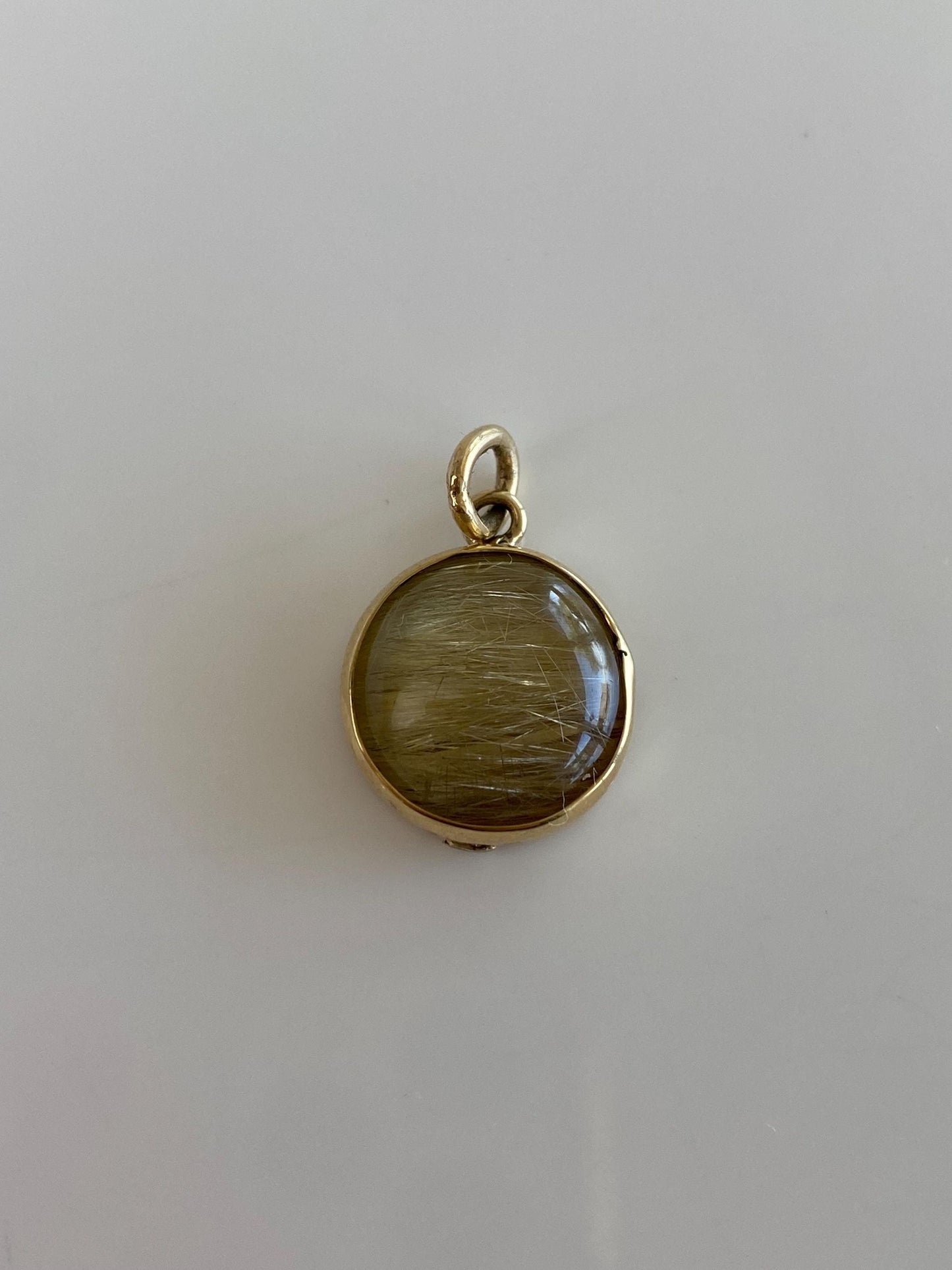 Vintage Solid 14k Yellow Gold Rutilated Quartz Charm